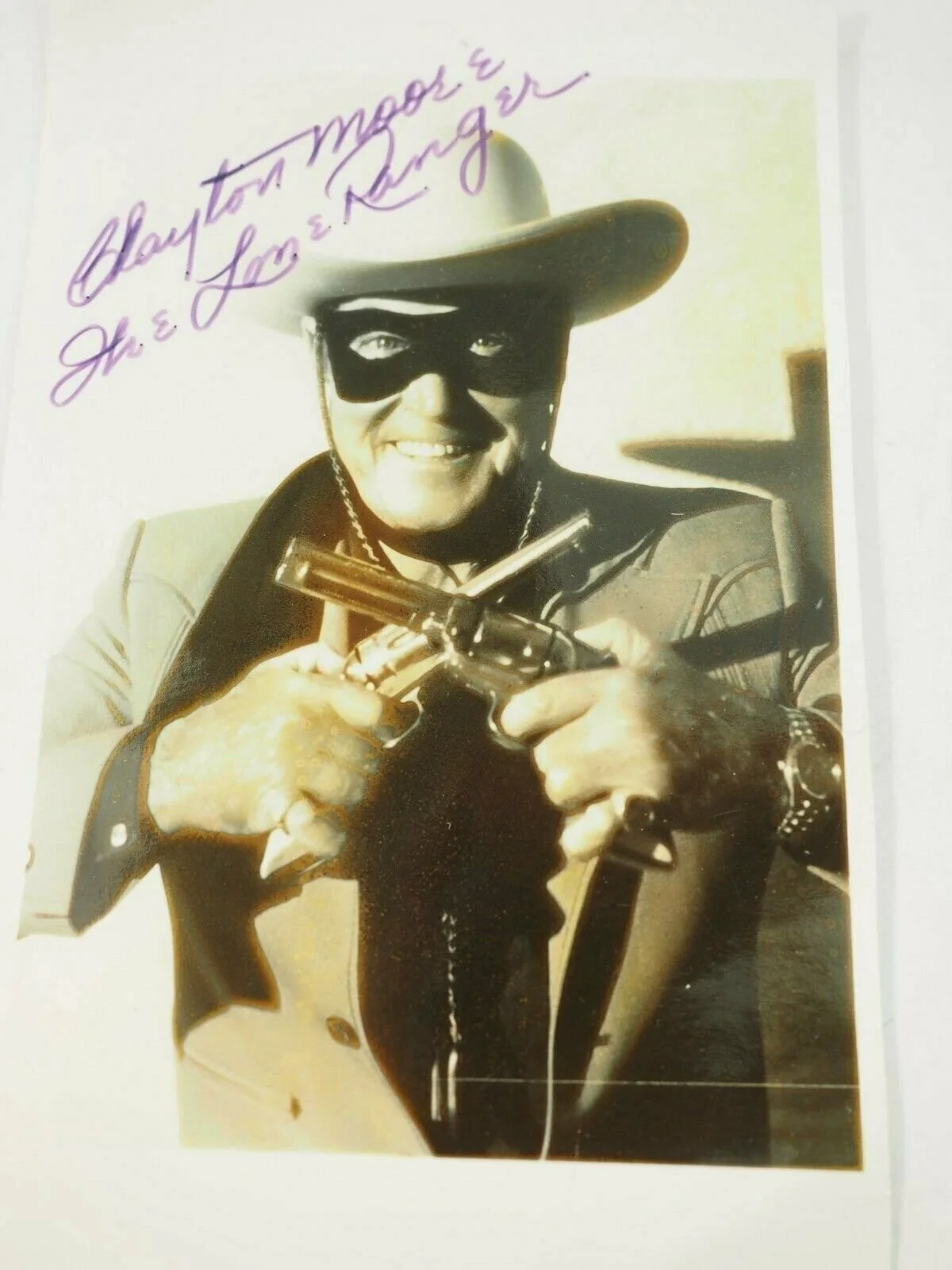 Jackie Gleason — Clayton Moore Lone Ranger crossed guns Autographed 5 x 8" B&W Photo, изображение 3