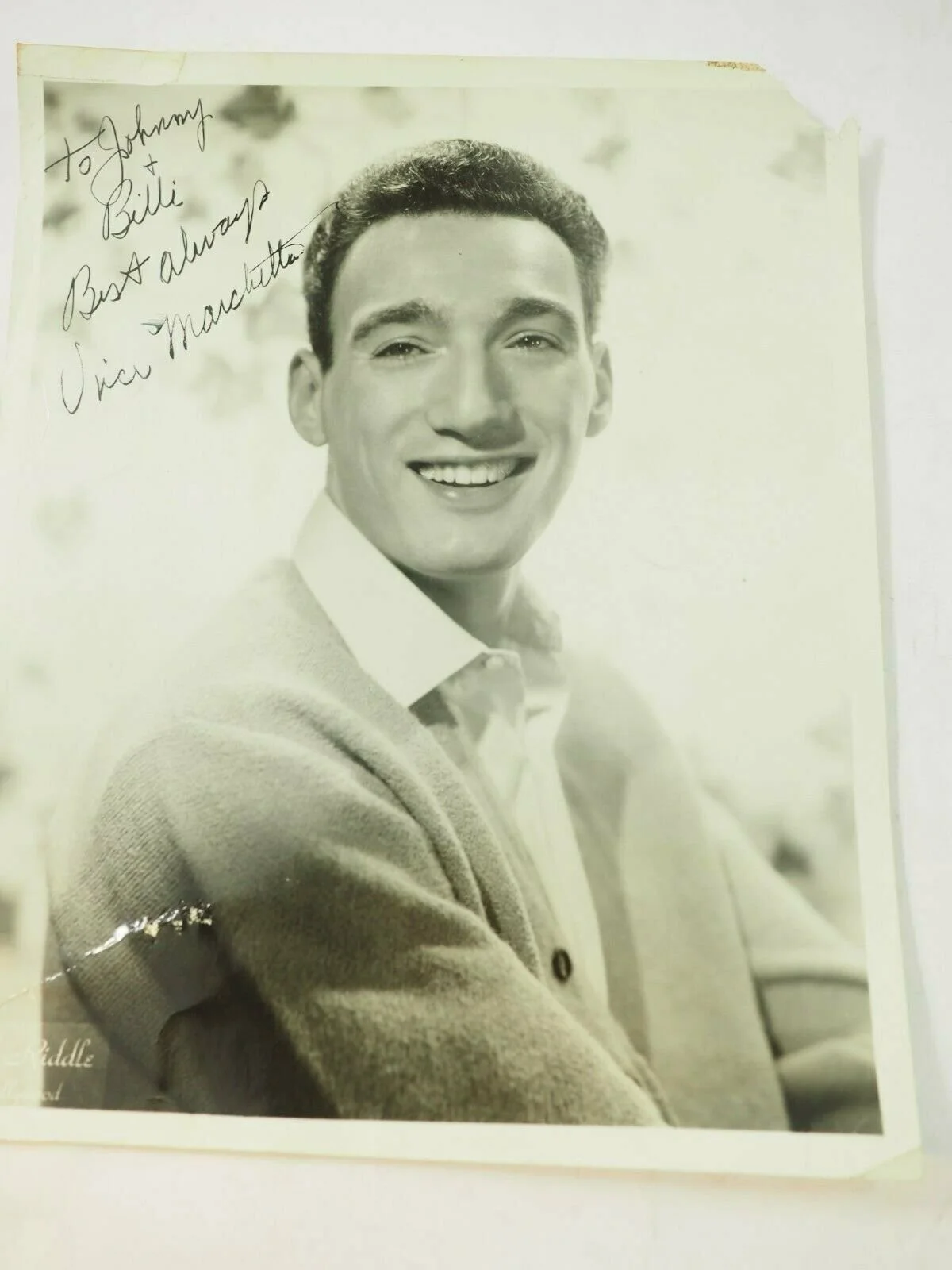 Victor Marchetta actor Autographed fan Photo B&W 8x10" by Cliff Ridddle, image 2