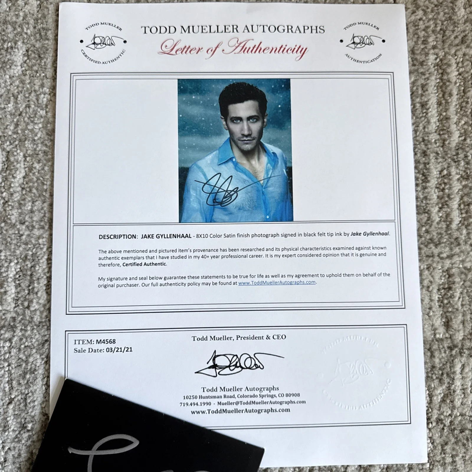 8x10 Jake Gyllenhaal SIGNED PHOTO Autograph COA, изображение 4