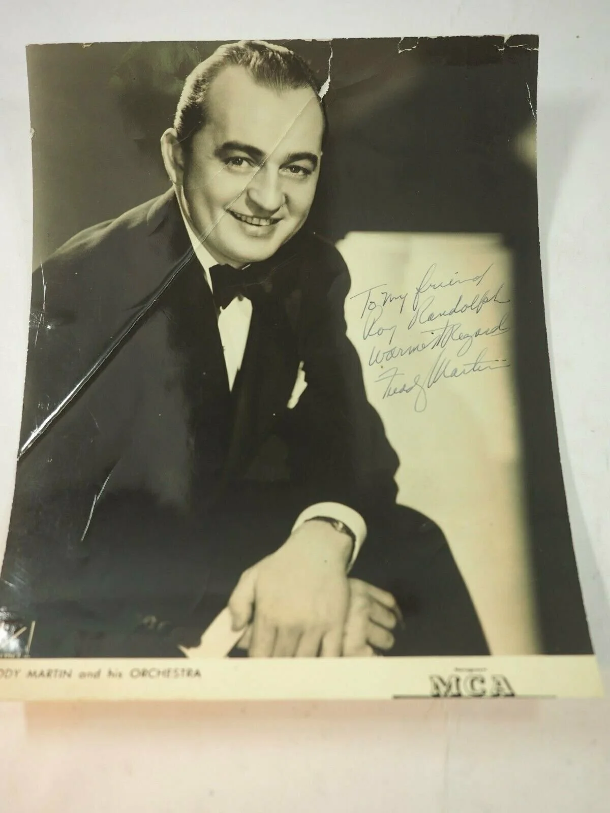 Freddy Martin — Autographed Freddy Martin and Orchestra Photo 8" x 10" Black & white, изображение 2