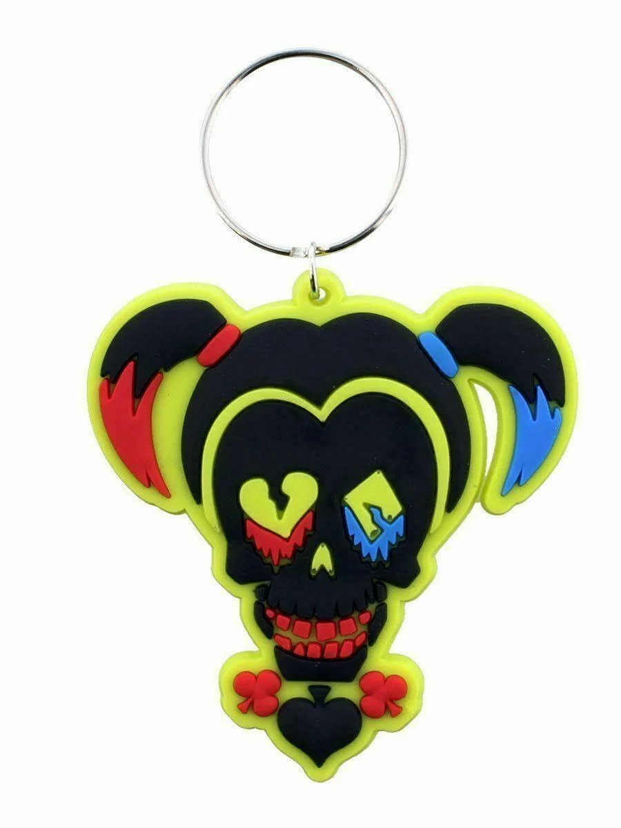 Suicide Squad Harley Quinn Skull Rubber PVC Keyring - New Official DC Comics Prd, image 2