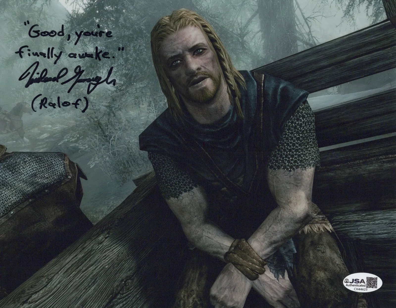 Michael Gough — Michael Gough Signed 8x10 Elder Scrolls Skyrim Finally Awake Meme Photo JSA COA