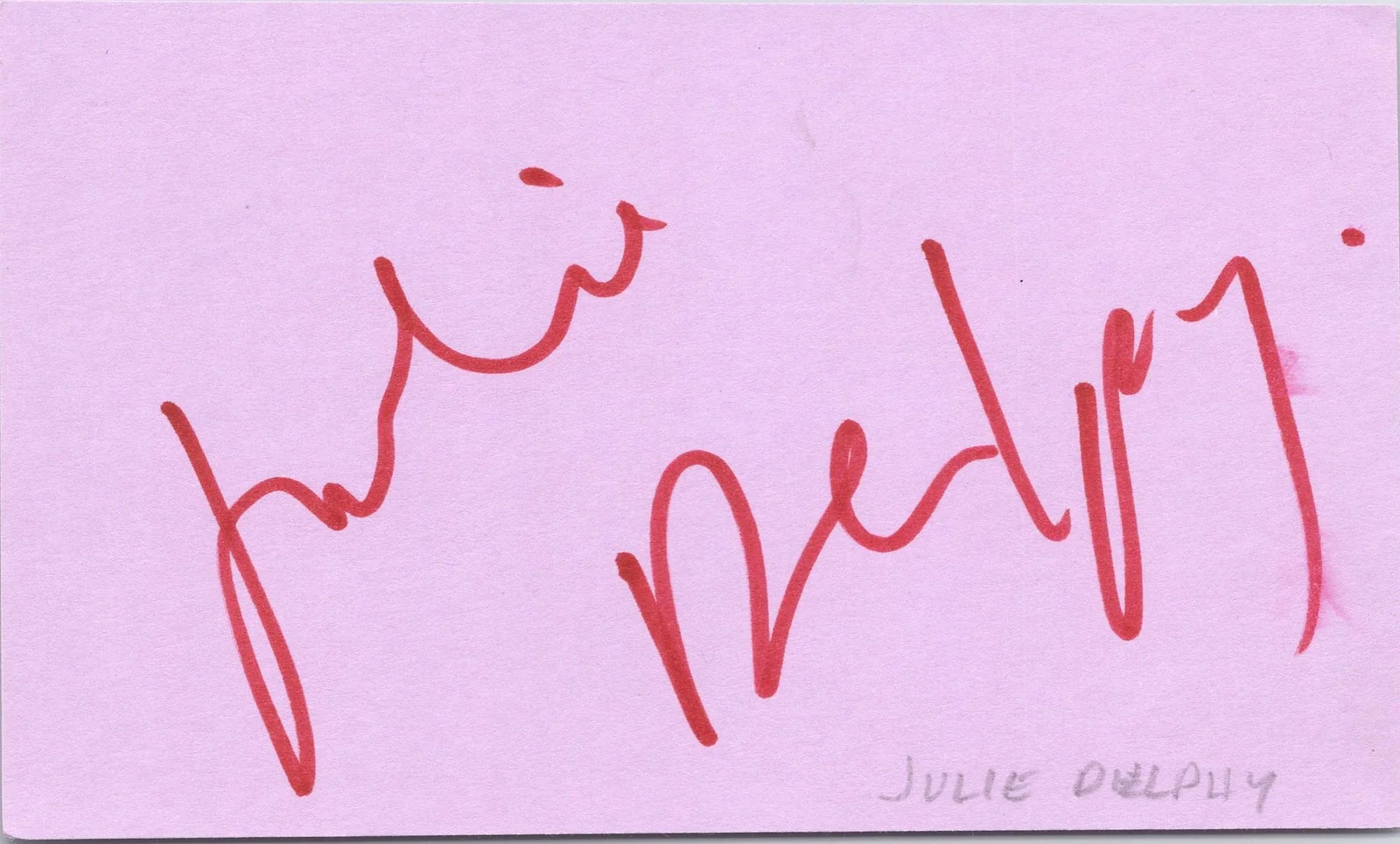 Julie Delpy — Julie Delpy Signed 3x5 Index Card Autographed Before Sunet Triology