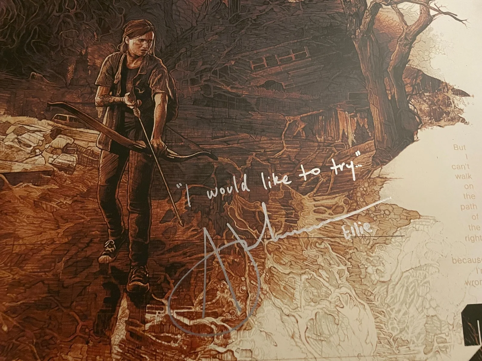 Ashley Johnson, Troy Baker — Troy Baker & Ashley Johnson Signed 24x36 Last of Us 2 Art Print /90 JSA COA, image 4