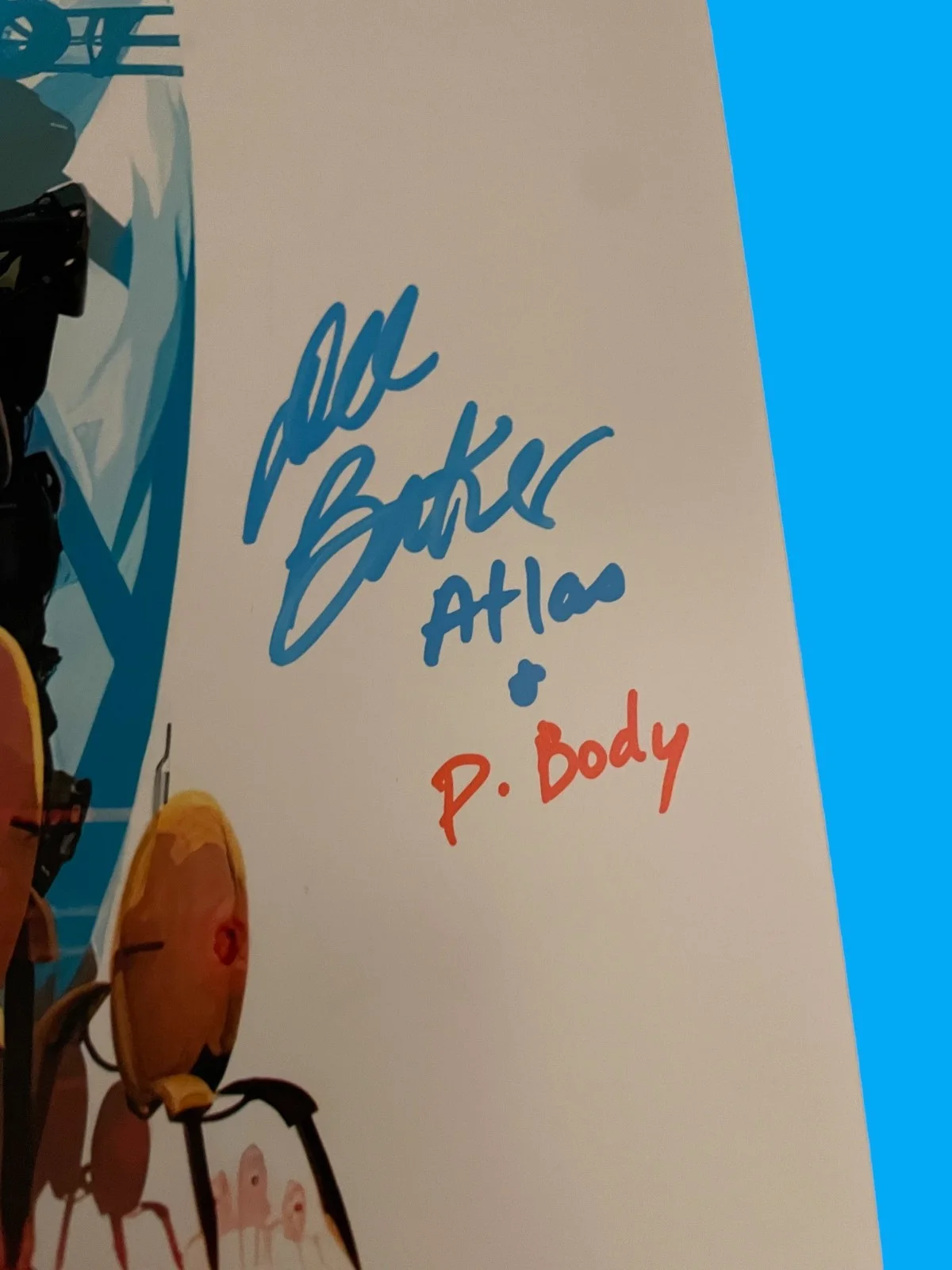 Alesia Glidewell, Ellen McLain, Dee Bradley Baker — Alesia Glidewell & Ellen McLain +1 Signed 20x30 Portal 2 Auto Poster JSA COA, изображение 4