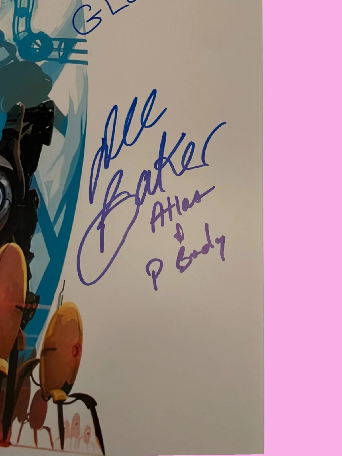 Alesia Glidewell, Ellen McLain, Dee Bradley Baker — Alesia Glidewell & Ellen McLain +1 Signed 20x30 Portal 2 Auto Poster JSA COA, image 4