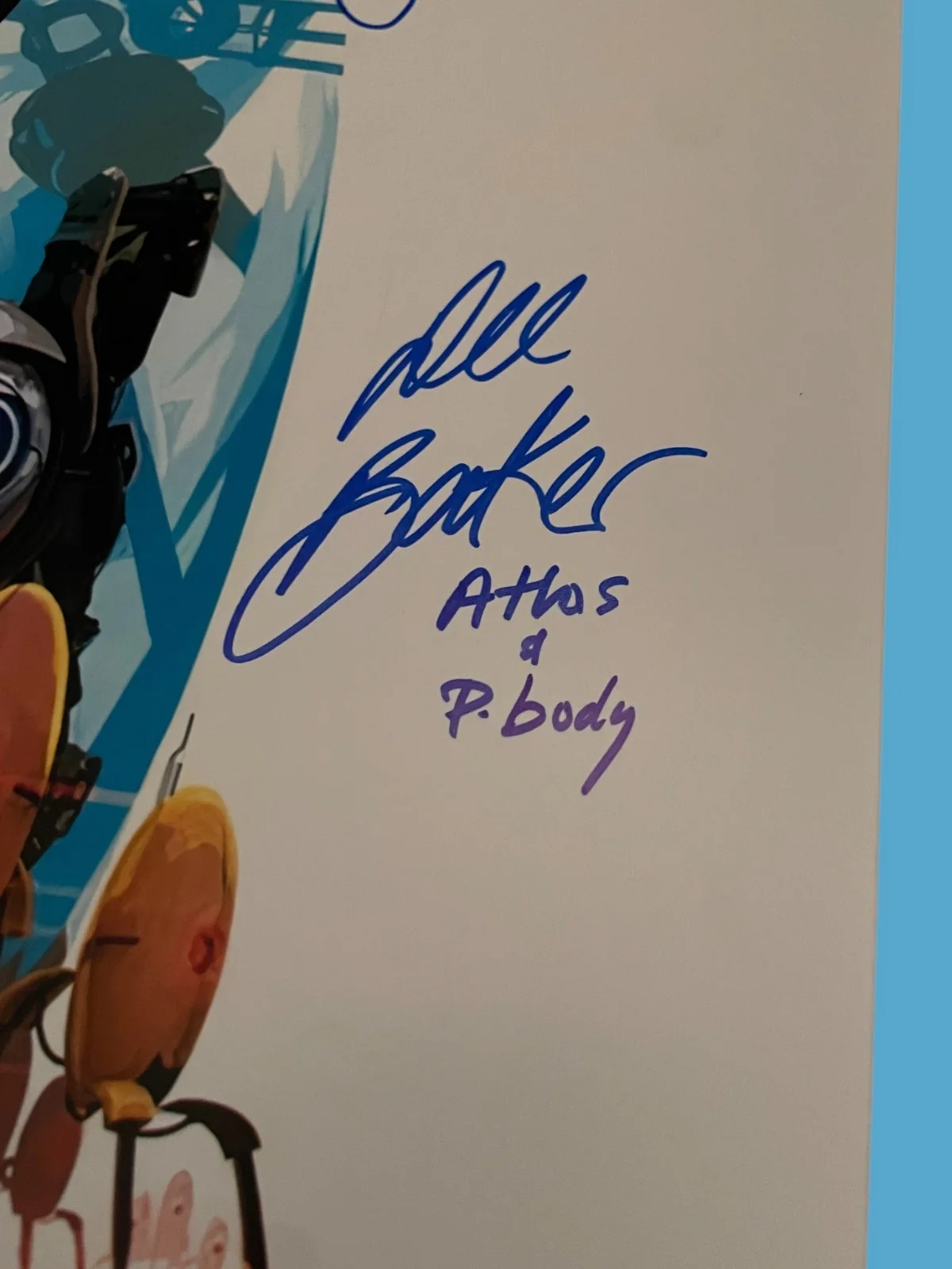 Alesia Glidewell, Ellen McLain, Dee Bradley Baker — Alesia Glidewell & Ellen McLain +1 Signed 20x30 Portal 2 Auto Poster JSA COA, изображение 4