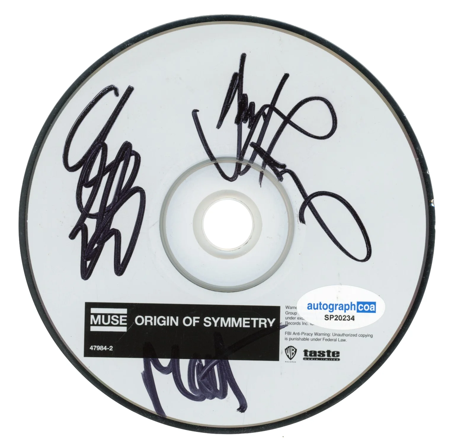 MUSE Band Signed Autograph Origin of Symmetry CD Framed Matt Bellamy x3 ACOA COA, image 2