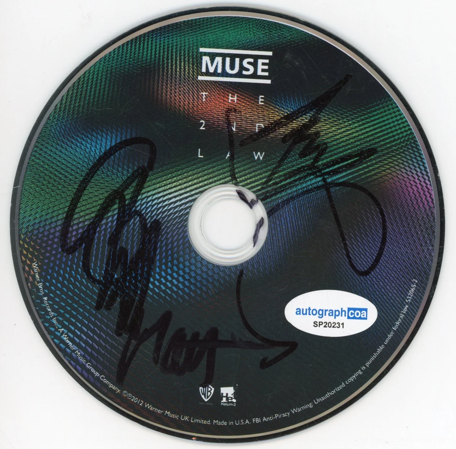MUSE Band Signed Autograph The 2nd Law CD Framed Display Matt Bellamy x3 ACOA, изображение 2