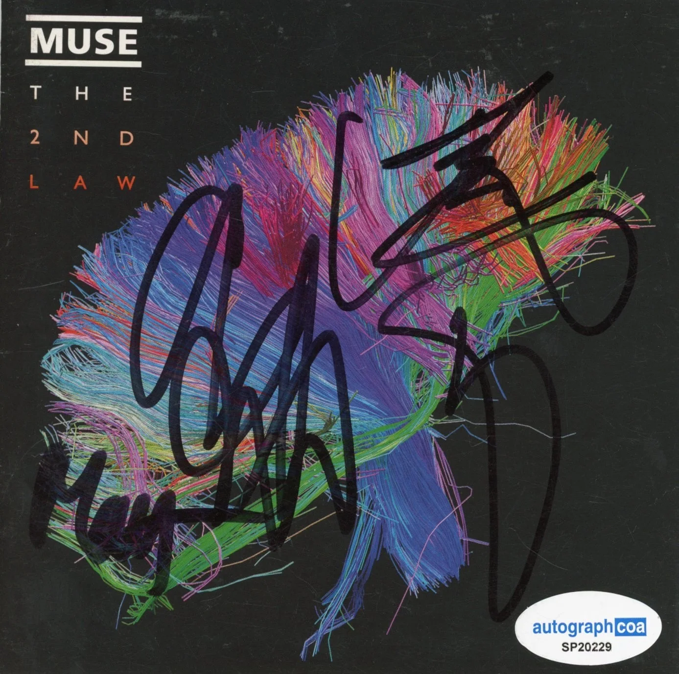 MUSE Band Signed Autograph The 2nd Law CD Cover Framed Matt Bellamy x3 ACOA COA, image 2