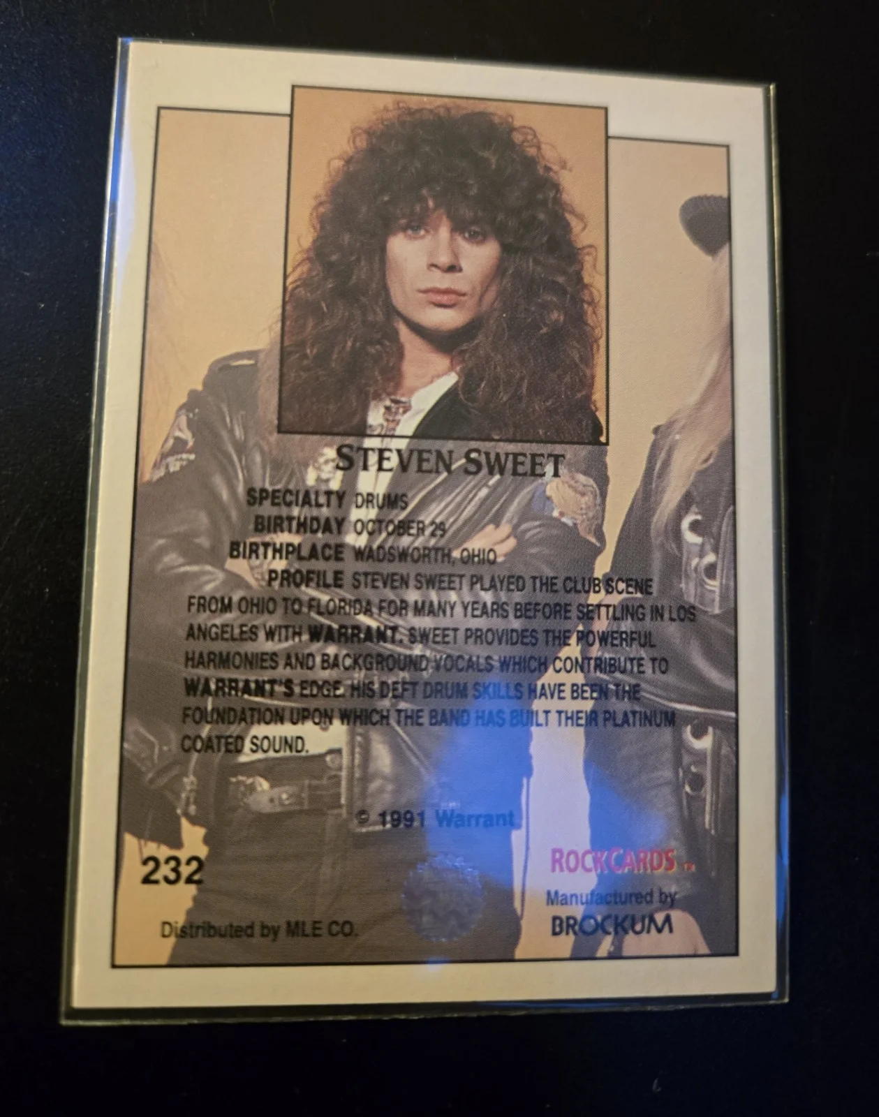 Brockum Warrant Drummer Steven Sweet ROCKCARD Nm Card, изображение 2
