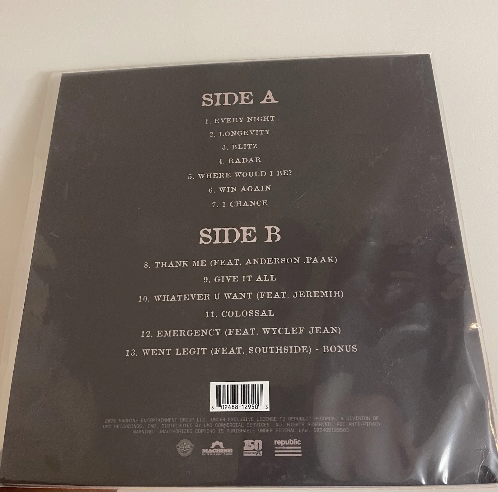 G- Herbo “Lil Herb” Vinyl (2025). New - Autographed, image 2