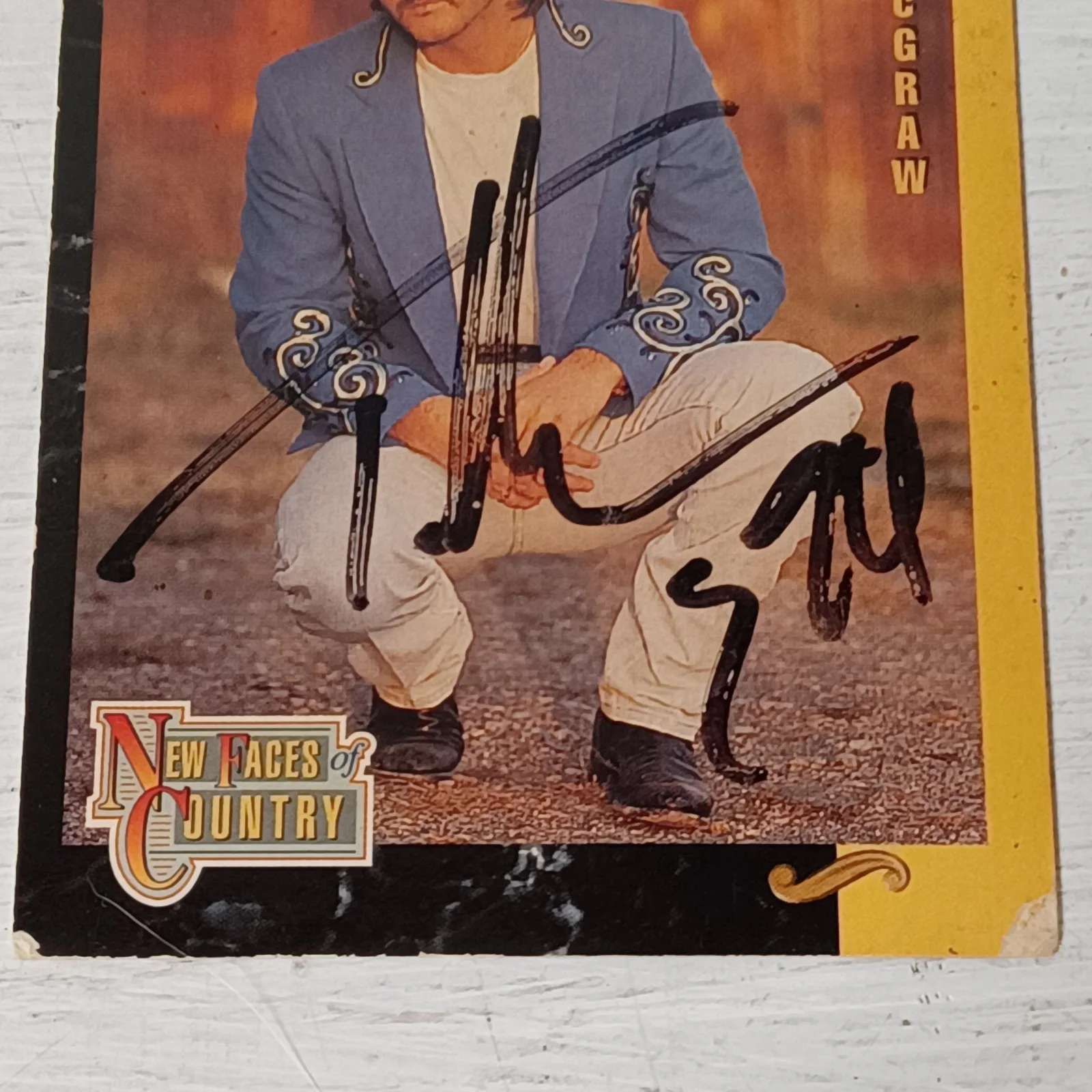 Vtg 1993 Country Gold Tim McGraw Signed Autographed Card News Faces Music, изображение 2