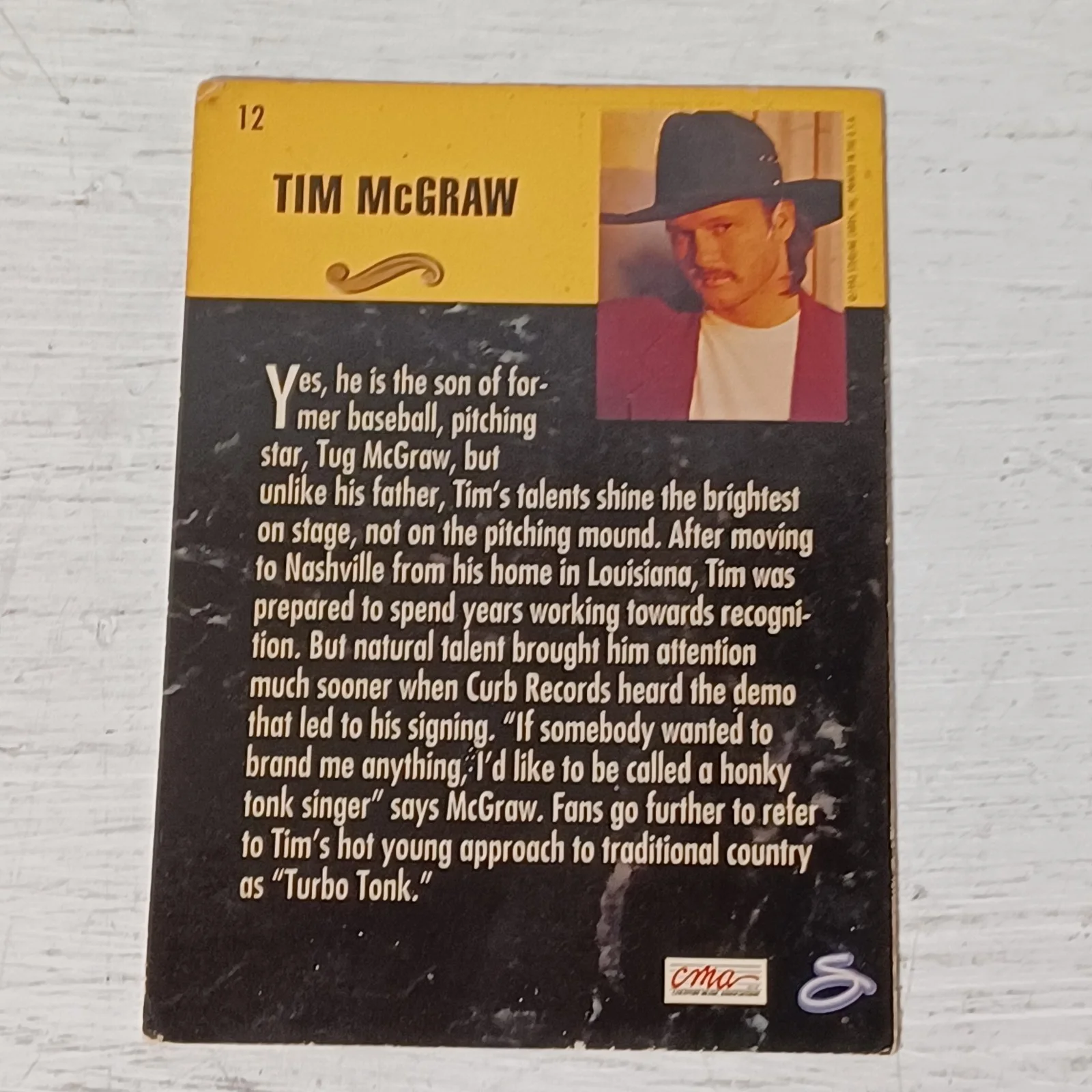 Vtg 1993 Country Gold Tim McGraw Signed Autographed Card News Faces Music, изображение 4