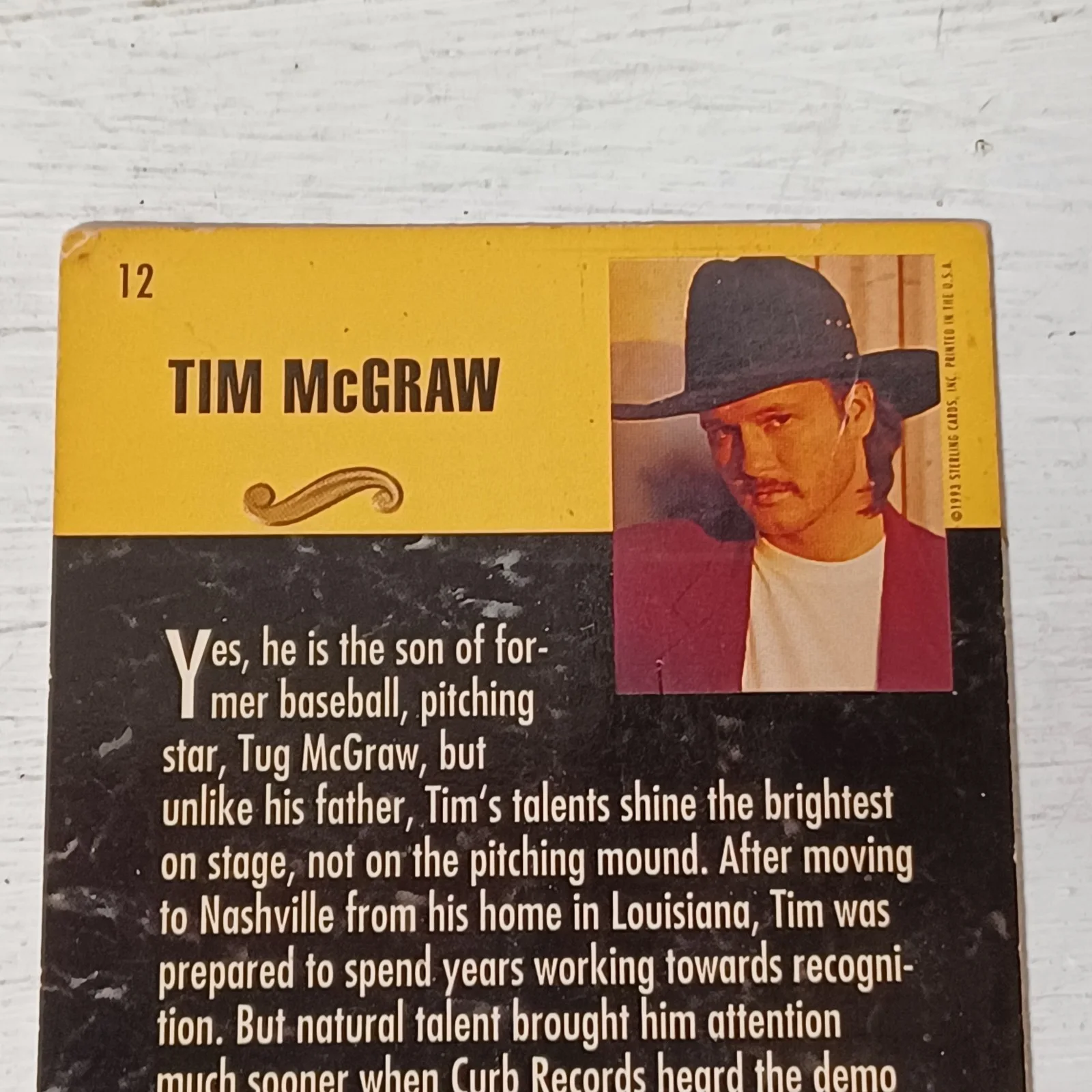 Vtg 1993 Country Gold Tim McGraw Signed Autographed Card News Faces Music, изображение 5