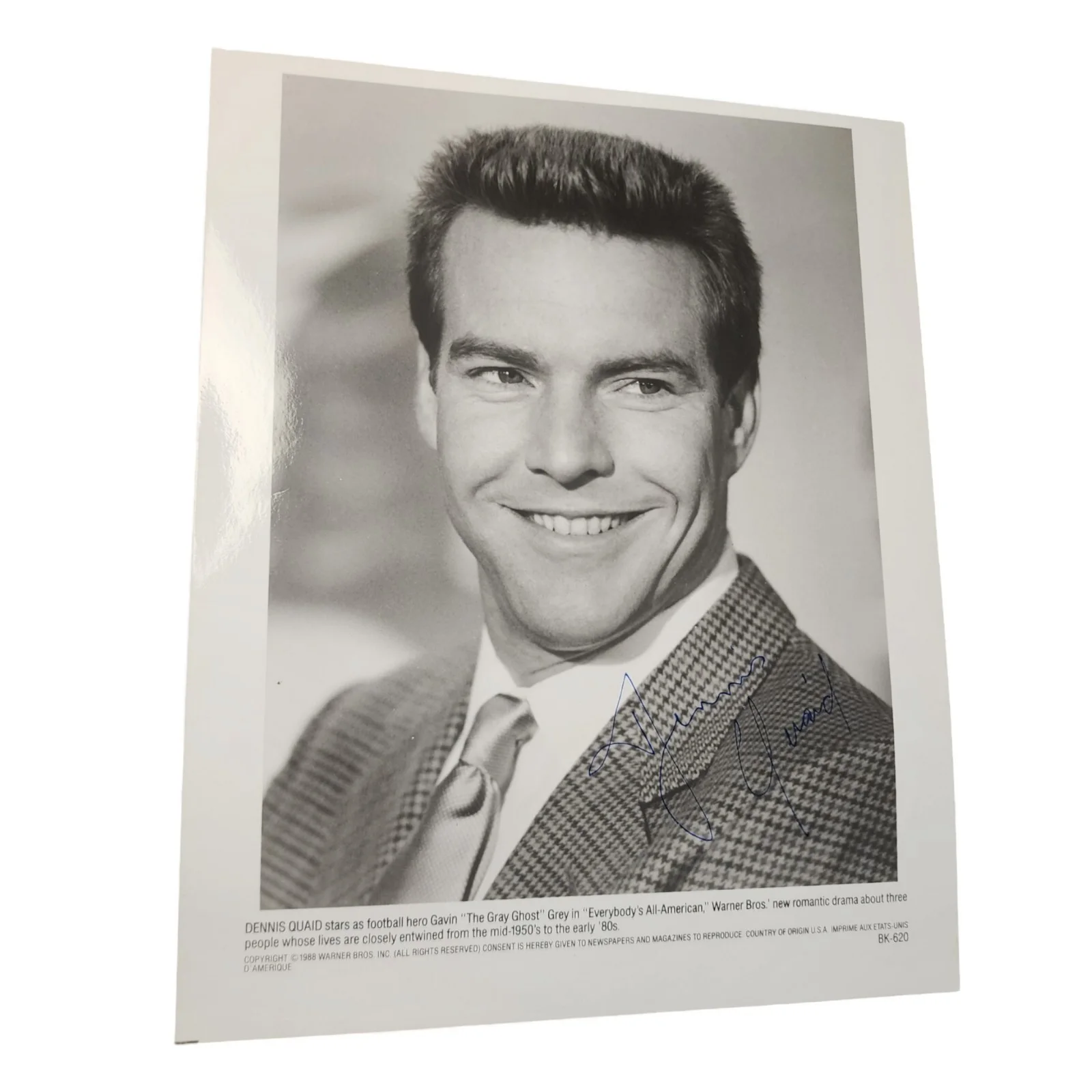Dennis Quaid — Vtg Dennis Quaid Signed 8x10 Promo Photo Gavin Grey Everybody's All-American