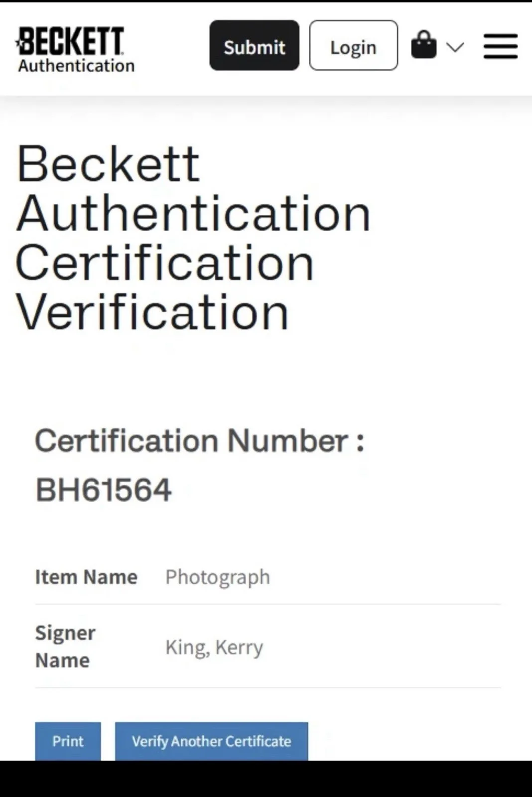 BAS COA KERRY KING SIGNED 8x10 SLAYER PHOTO BECKETT, изображение 3