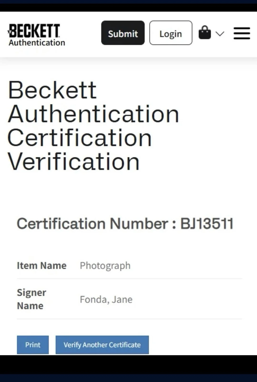 BAS COA JANE FONDA SIGNED 8x10 PHOTO BECKETT, изображение 3