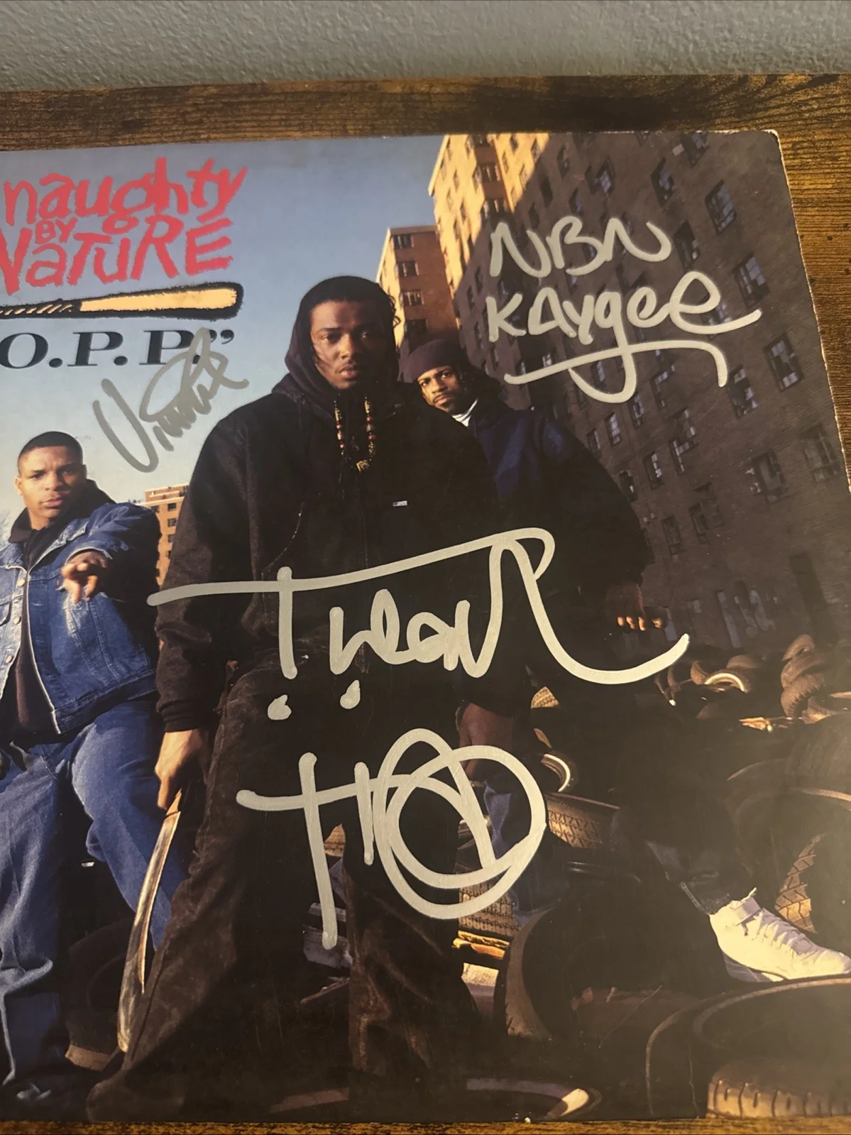 TREACH VIN Rock Kay Gee SIGNED O.P.P. VINYL AUTOGRAPHED NAUGHTY BY NATURE, изображение 2