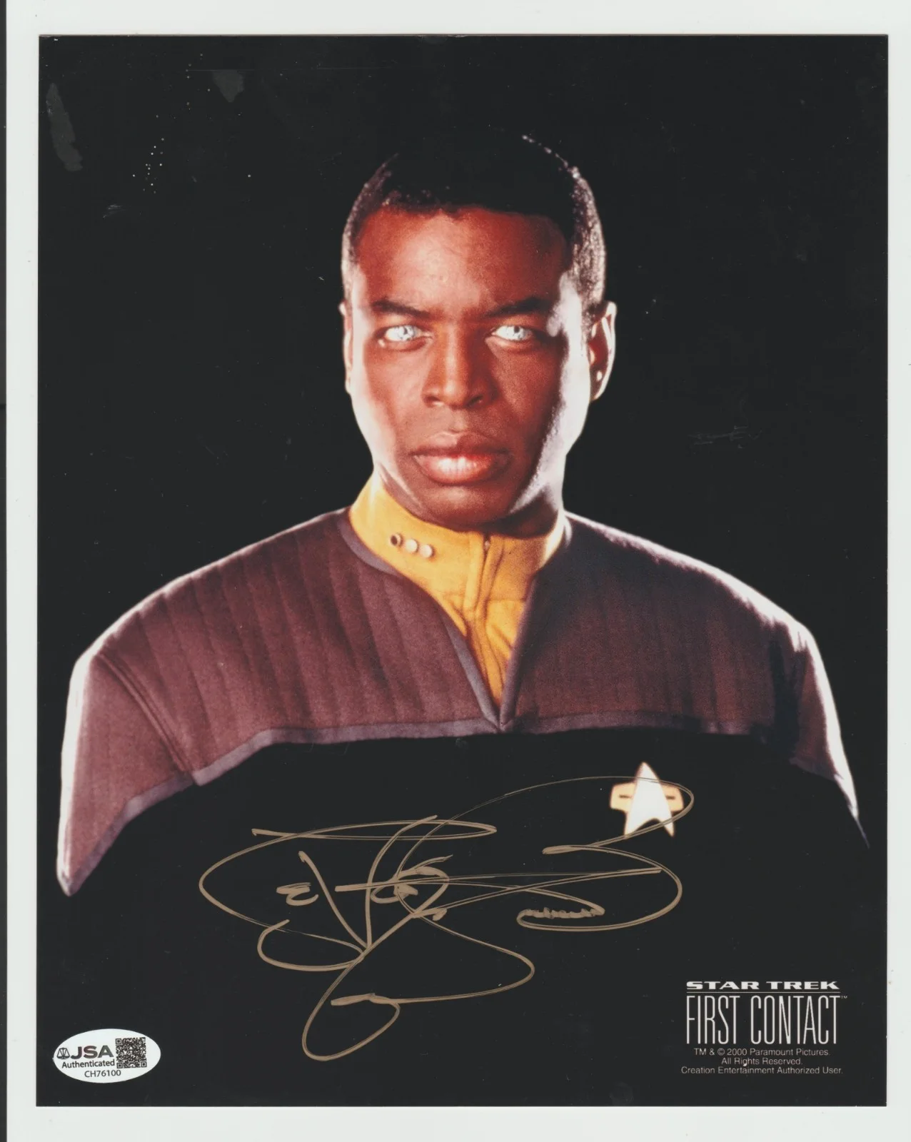 LeVar Burton — LEVAR BURTON Autograph Signed GEORDI STAR TREK First Contact 8" x 10" JSA COA