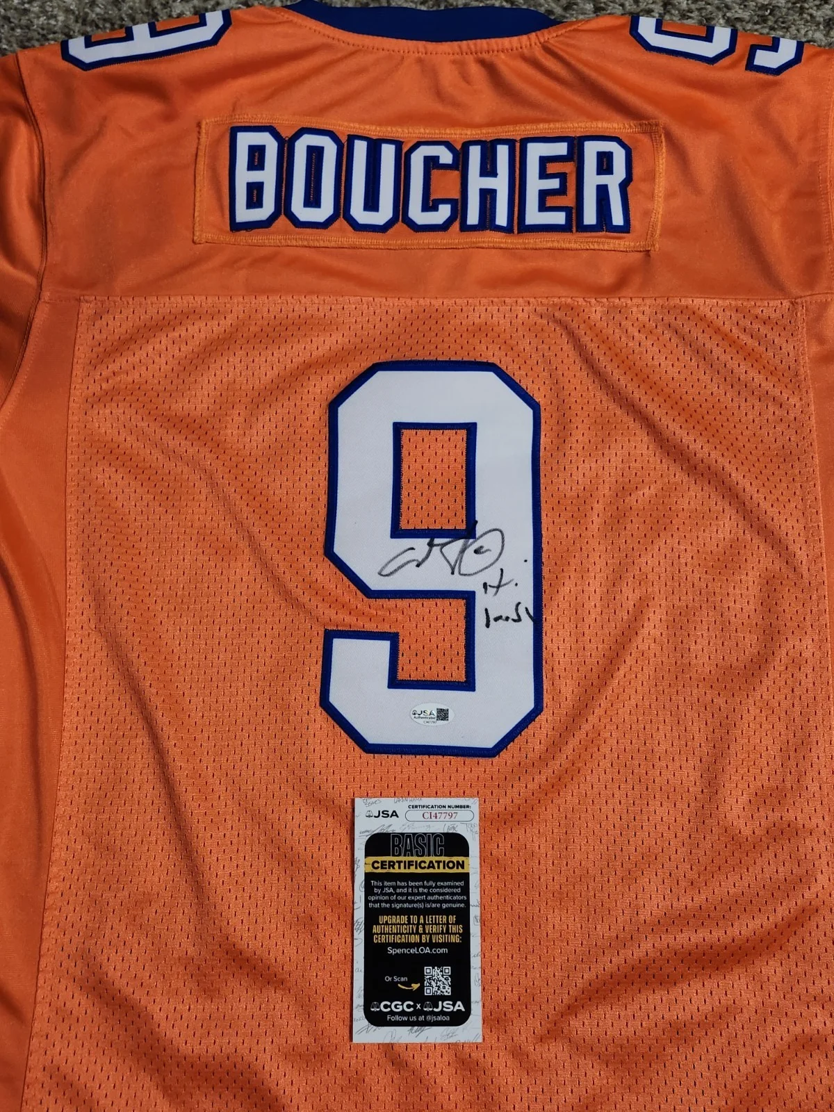 Adam Sandler — Adam Sandler Signed Autographed Custom Bobby Boucher "Waterboy" Jersey JSA COA, image 2