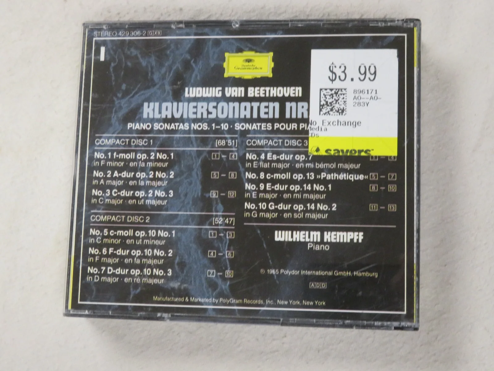 MUSIC CD LUDWIG VAN BEETHOVEN DIE KLAVIERSONATEN WILHELM KEMPFF PART 1, изображение 2