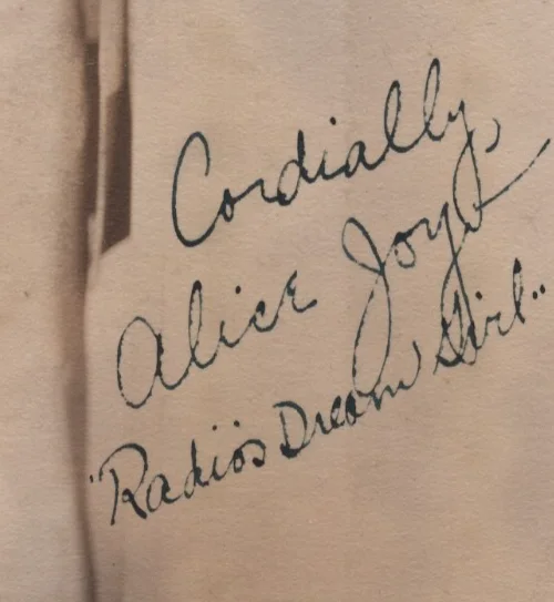 Alice Joy (Frances Holcombe) Radio's Dream Girl - Contralto - Signed Photo - NBC, изображение 2