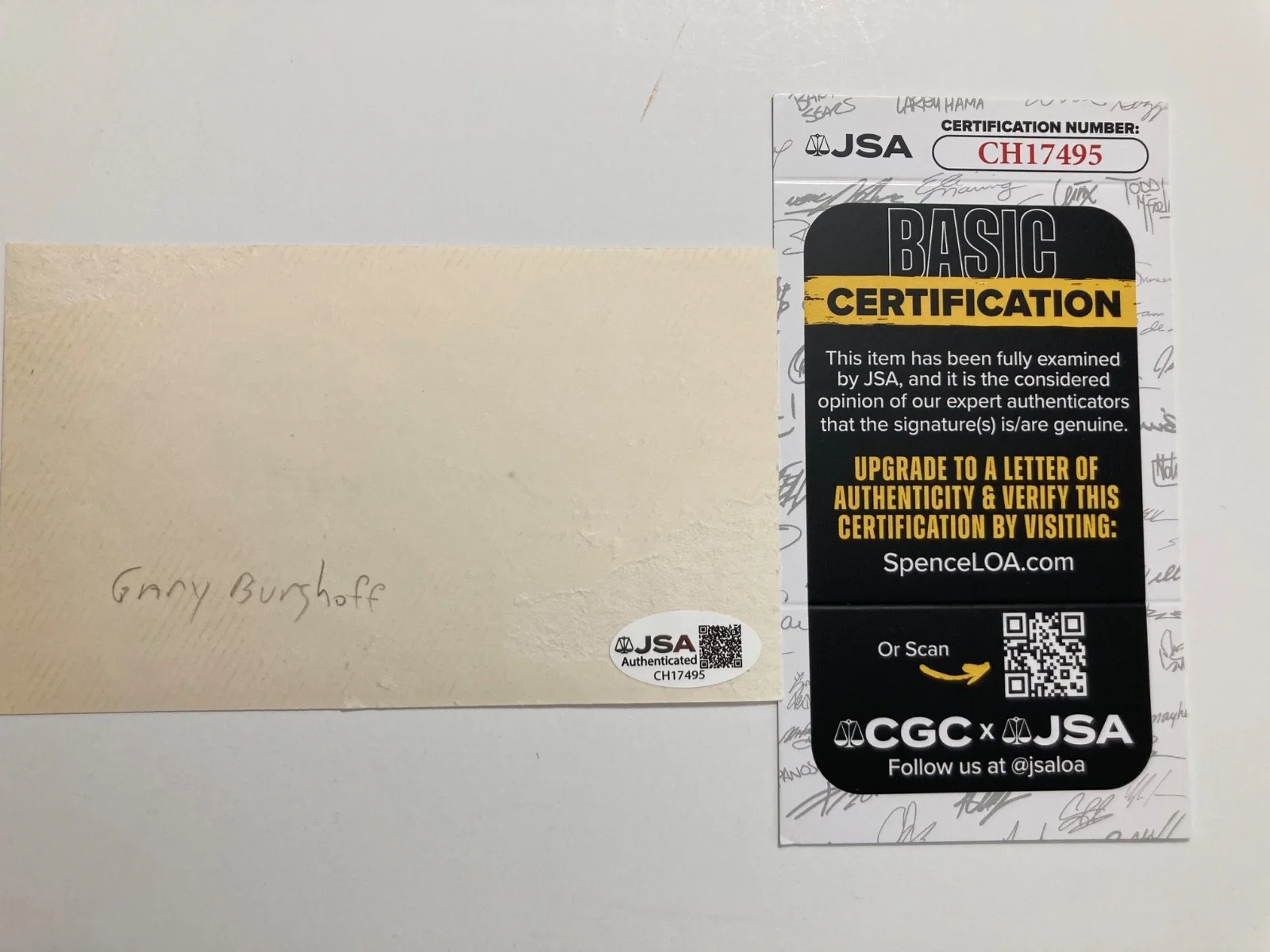 GARY BURGHOFF — GARY BURGHOFF signed 3x5 card "M*A*S*H" JSA#CH17495, image 2