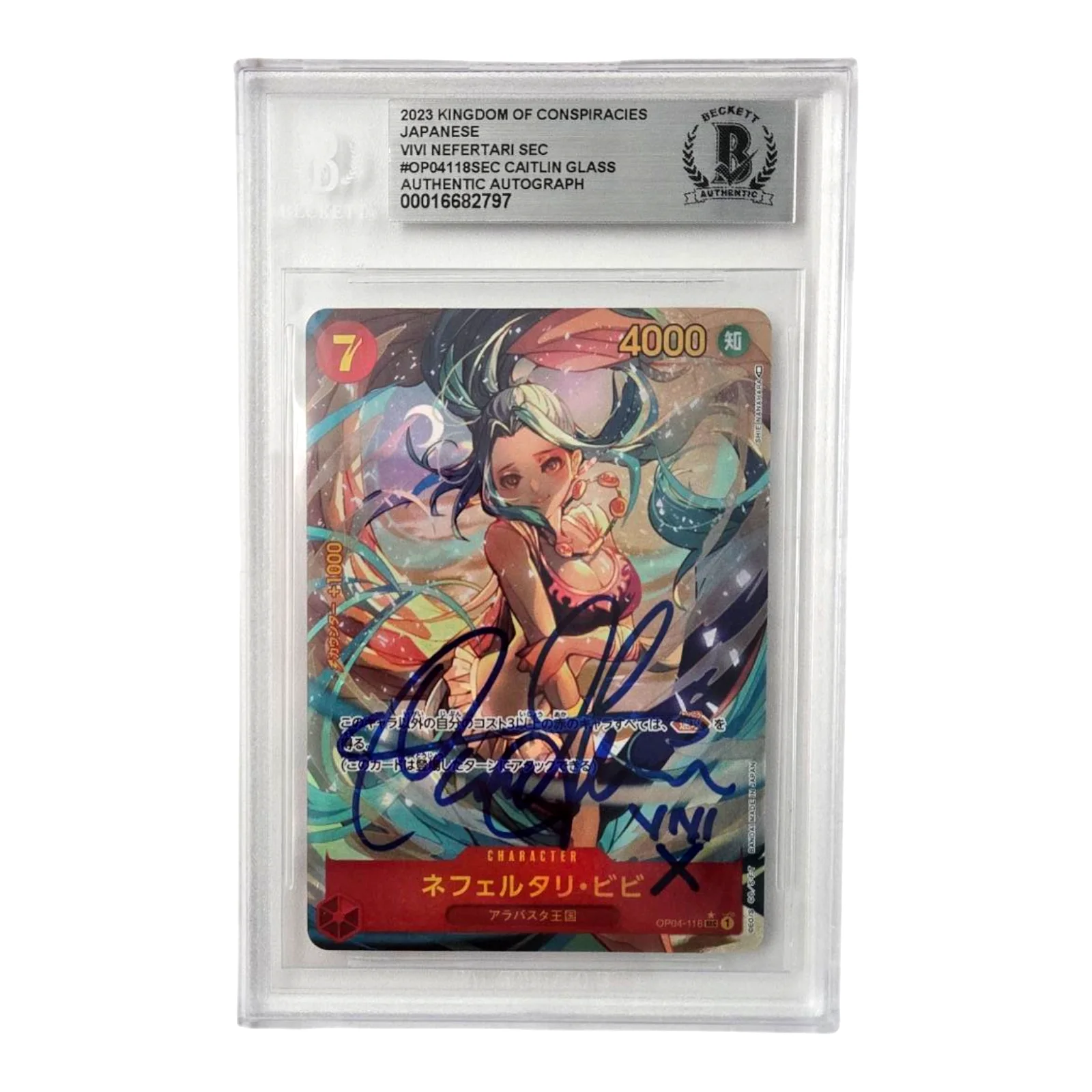 Caitlin Glass — Caitlin Glass Signed Vivi Nefertari Card One Piece Game TCG Slab Beckett COA 797