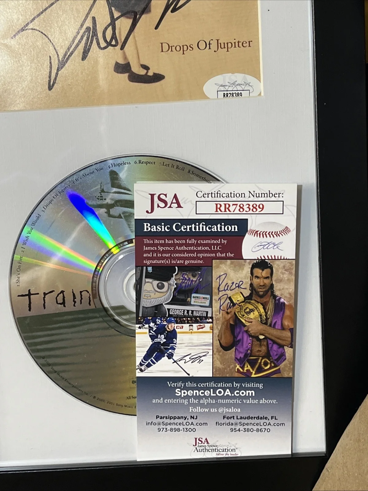 TRAIN BAND PAT MONAHAN SIGNED FRAMED CD DISPLAY AUTOGRAPH JSA DROPS OF JUPITER, image 3
