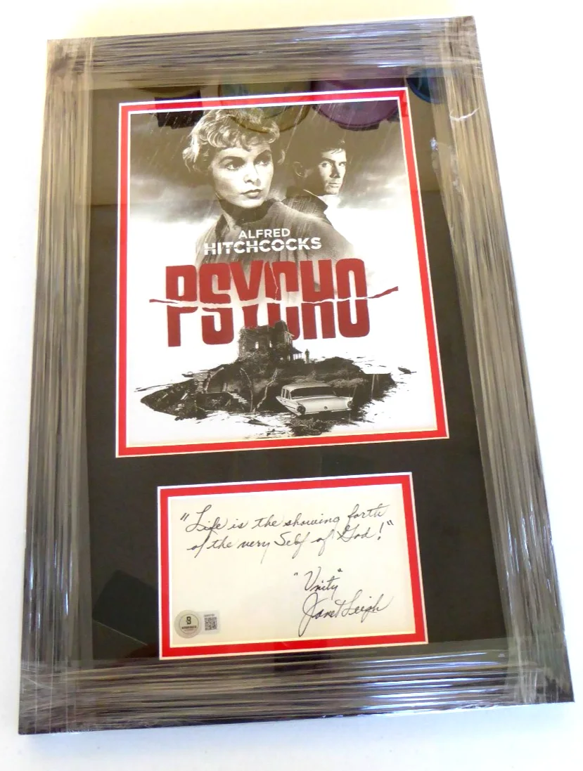 Janet Leigh Signed 12x18 Framed "Psycho" Display Autographed, Beckett BAS COA, image 3