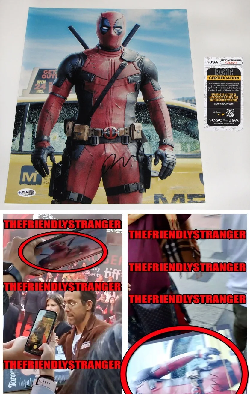 Ryan Reynolds — Ryan Reynolds signed "DEADPOOL" 11x14 Photo EXACT PROOF c & Wolverine JSA COA