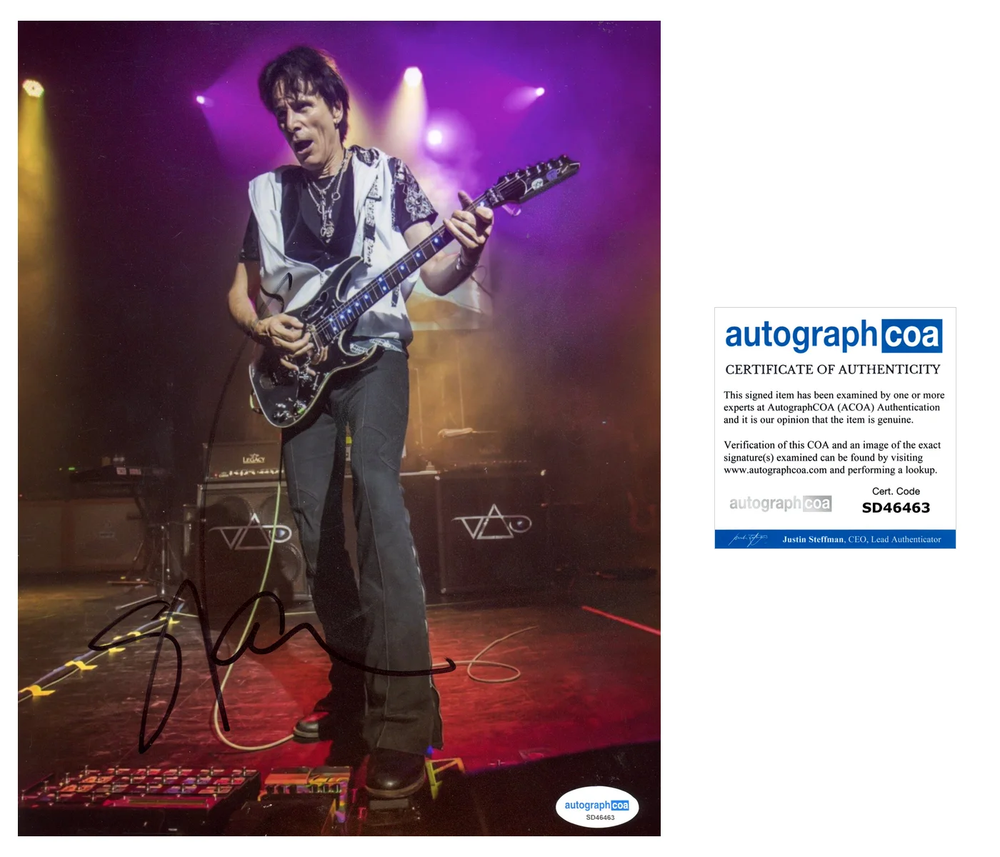 Steve Vai — Steve Vai signed Autographed 8x10 Photo EXACT PROOF b GUITARIST Legend ACOA COA, image 4