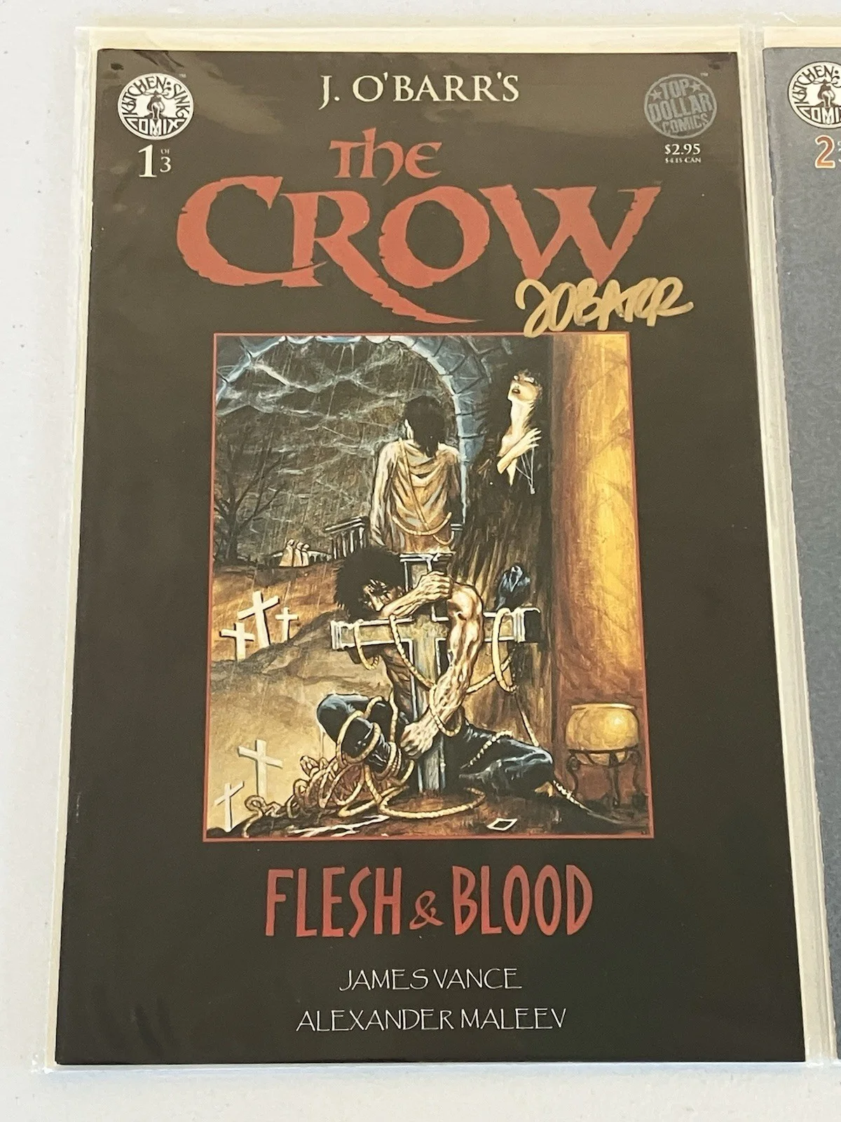 James O'Barr Authentic Signed The Crow "Flesh & Blood" Comic Book Auto Lot #1-3, image 2