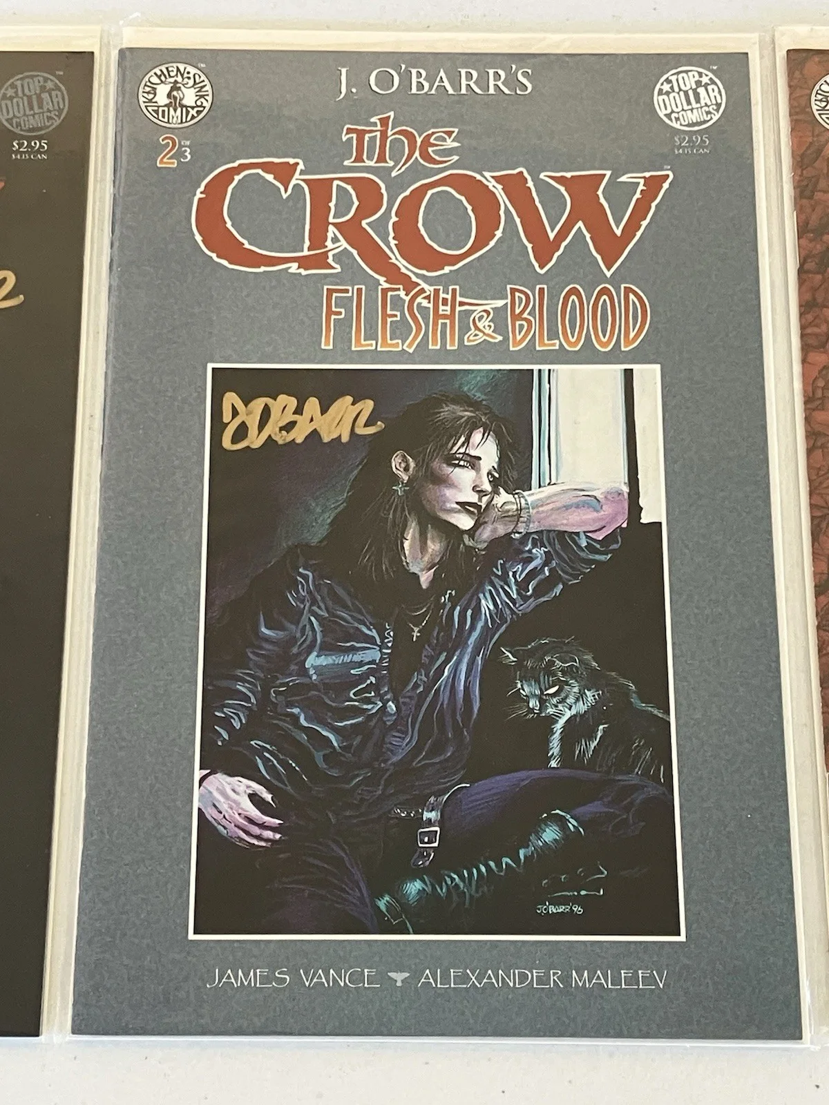 James O'Barr Authentic Signed The Crow "Flesh & Blood" Comic Book Auto Lot #1-3, image 3