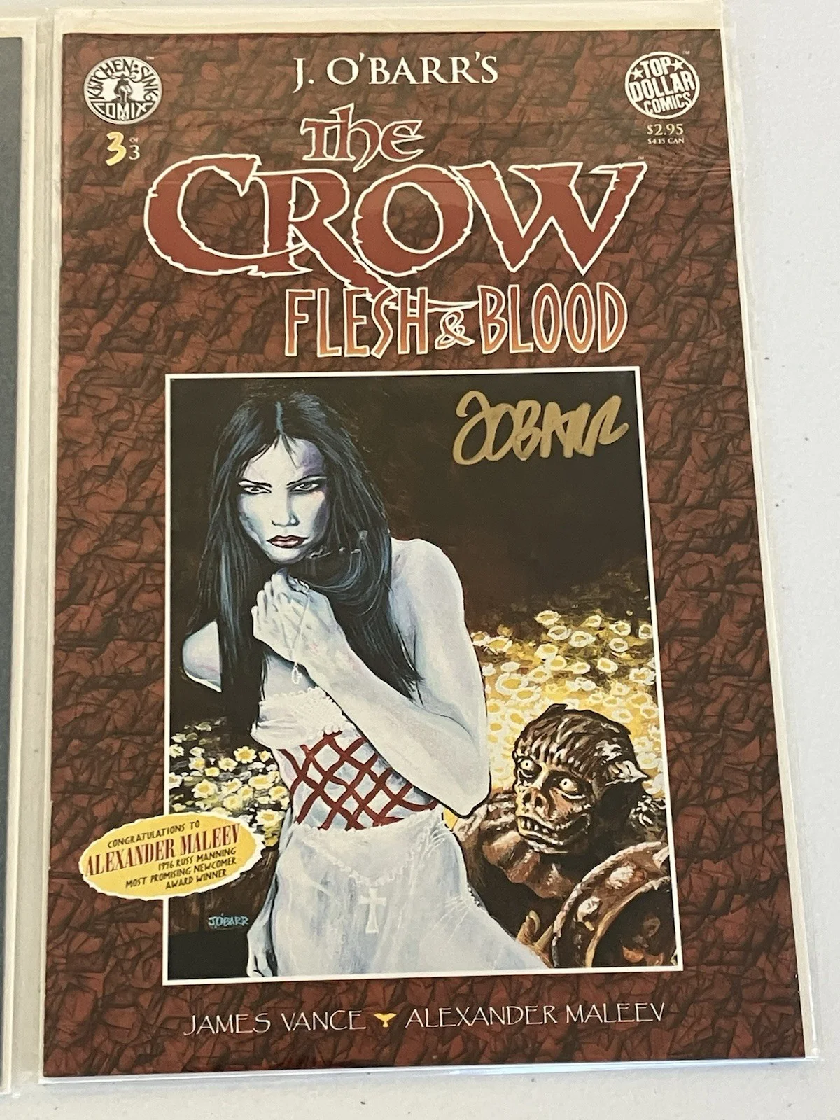 James O'Barr Authentic Signed The Crow "Flesh & Blood" Comic Book Auto Lot #1-3, image 4