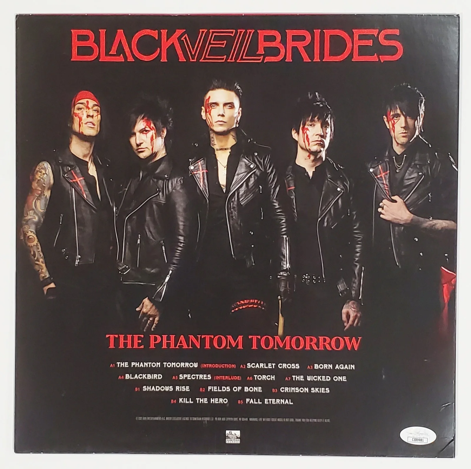BLACK VEIL BRIDES BAND SIGNED PHANTOM TOMORROW LP VINYL RECORD ALBUM W/JSA CERT, изображение 2