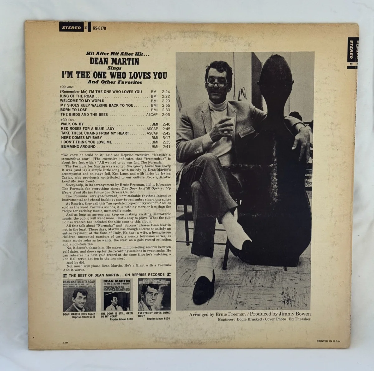 Dean Martin - Signed Remember Me I'm The One Who Loves You Album Cover w/ Record, изображение 2