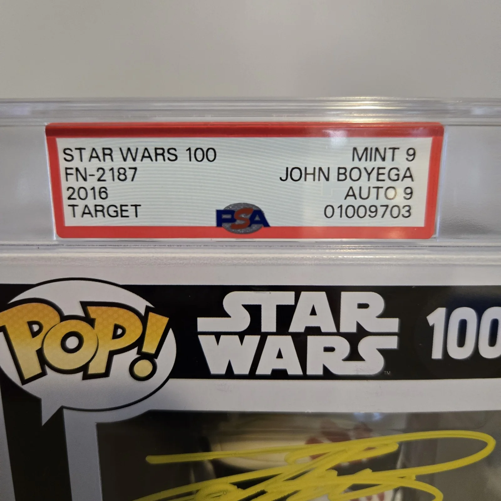 John Boyega — PSA 9 Graded Encapsulated John Boyega Signed Funko Pop 100 Official Pix COA, изображение 2