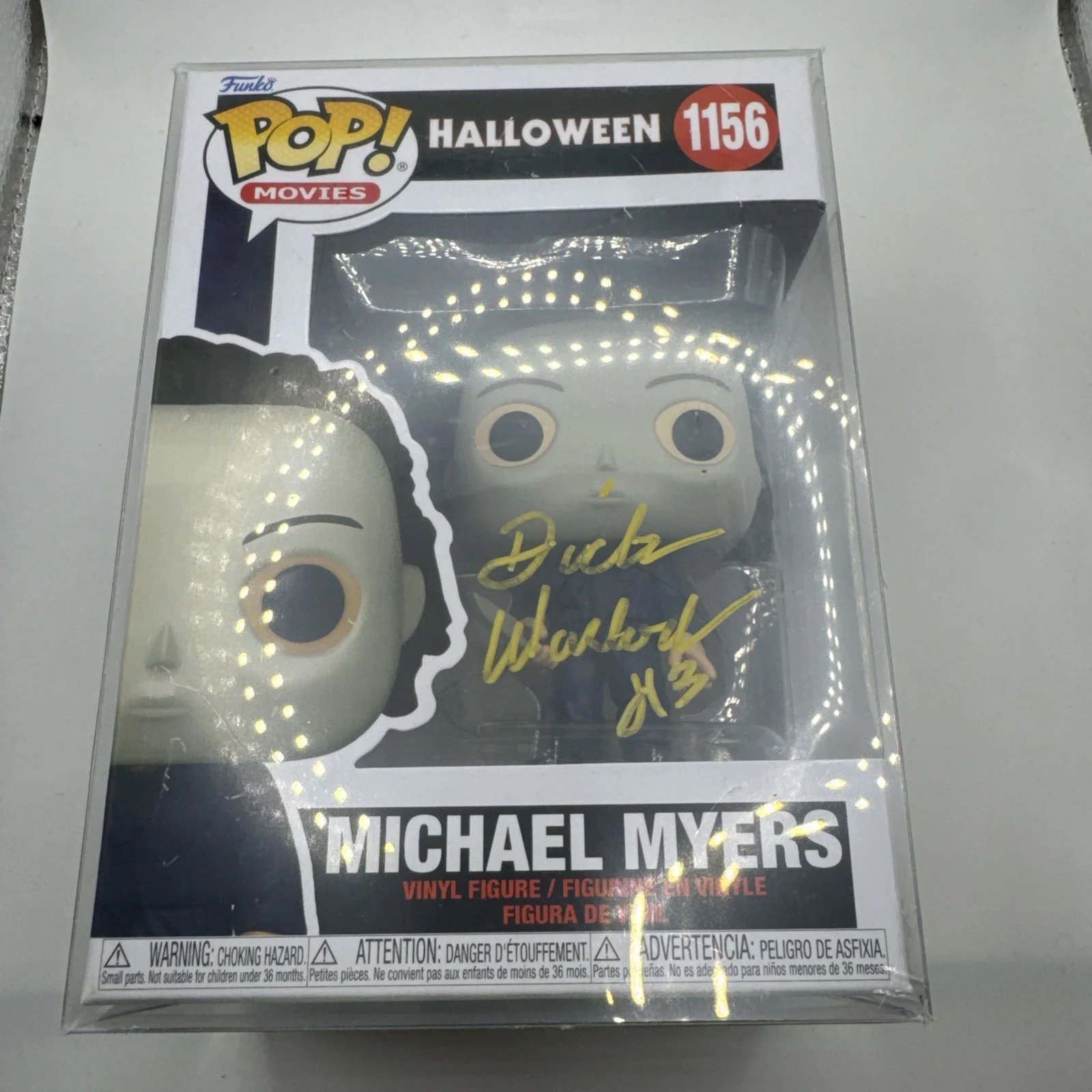 DICK WARLOCK — SIGNED BY DICK WARLOCK HALLOWEEN MICHAEL MYERS FUNKO POP 1156, изображение 2