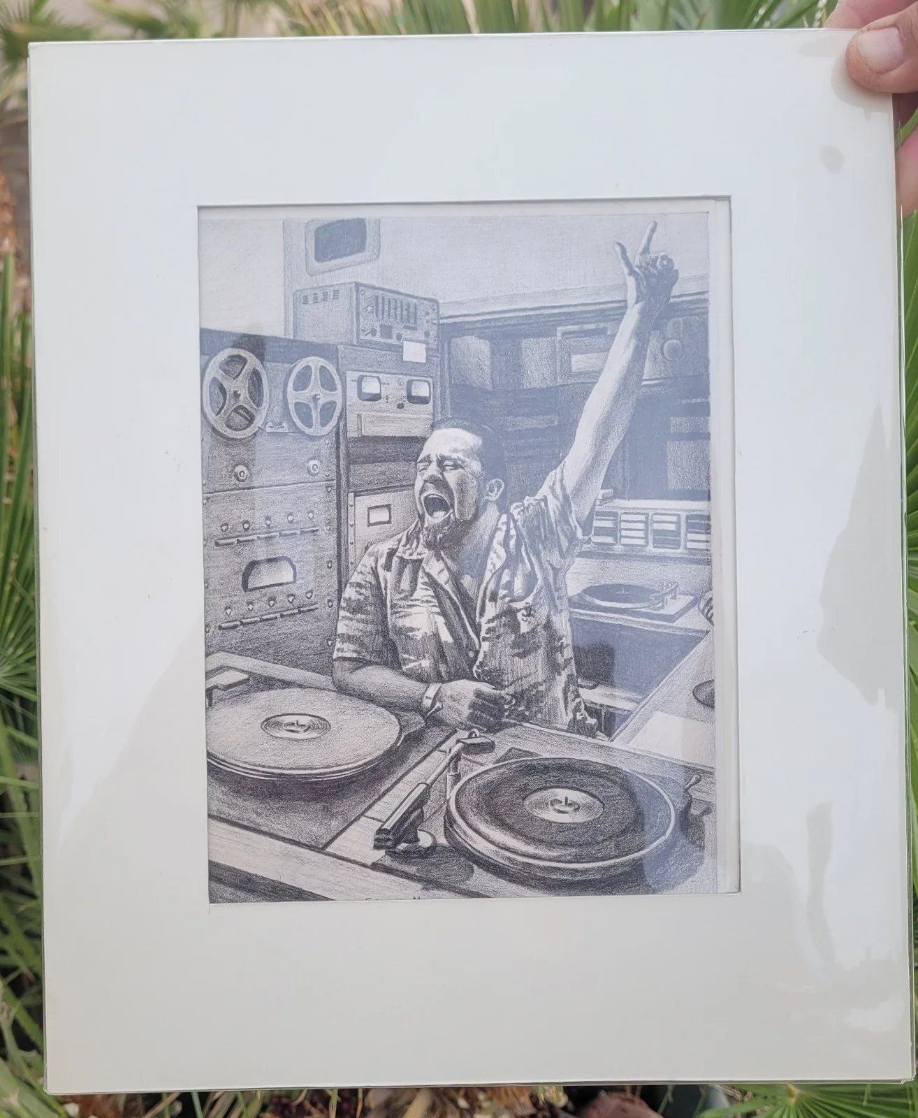 Steven Nass — Original Pencil Drawing Wolfman Jack Dj American Graffiti Signed, image 2