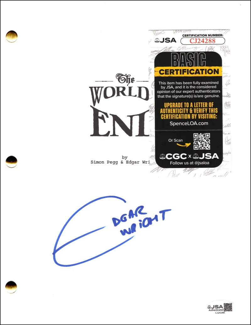 Edgar Wright — Edgar Wright Signed Autograph The World's End Movie Script - Full Signature! JSA, image 2