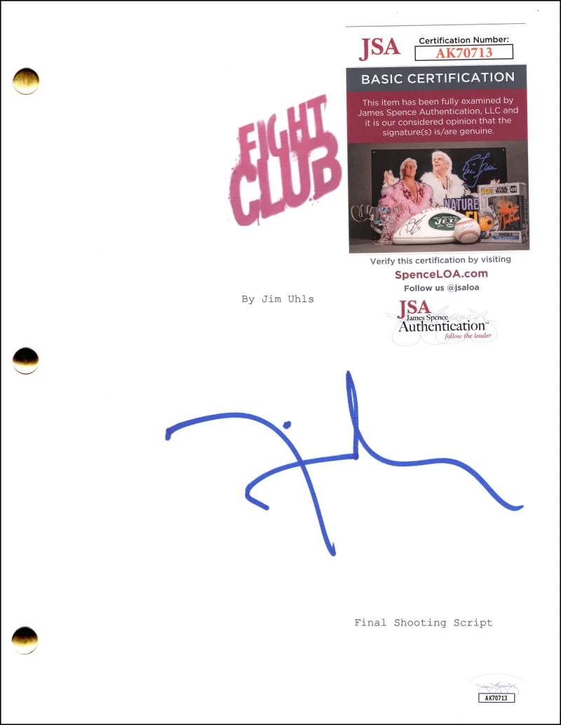 David Fincher — David Fincher Signed Autograph Fight Club Full Movie Script Screenplay - JSA COA, изображение 2