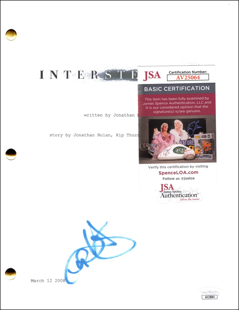 Anne Hathaway — Anne Hathaway Signed Autograph Interstellar Full Movie Script Screenplay JSA COA, image 2
