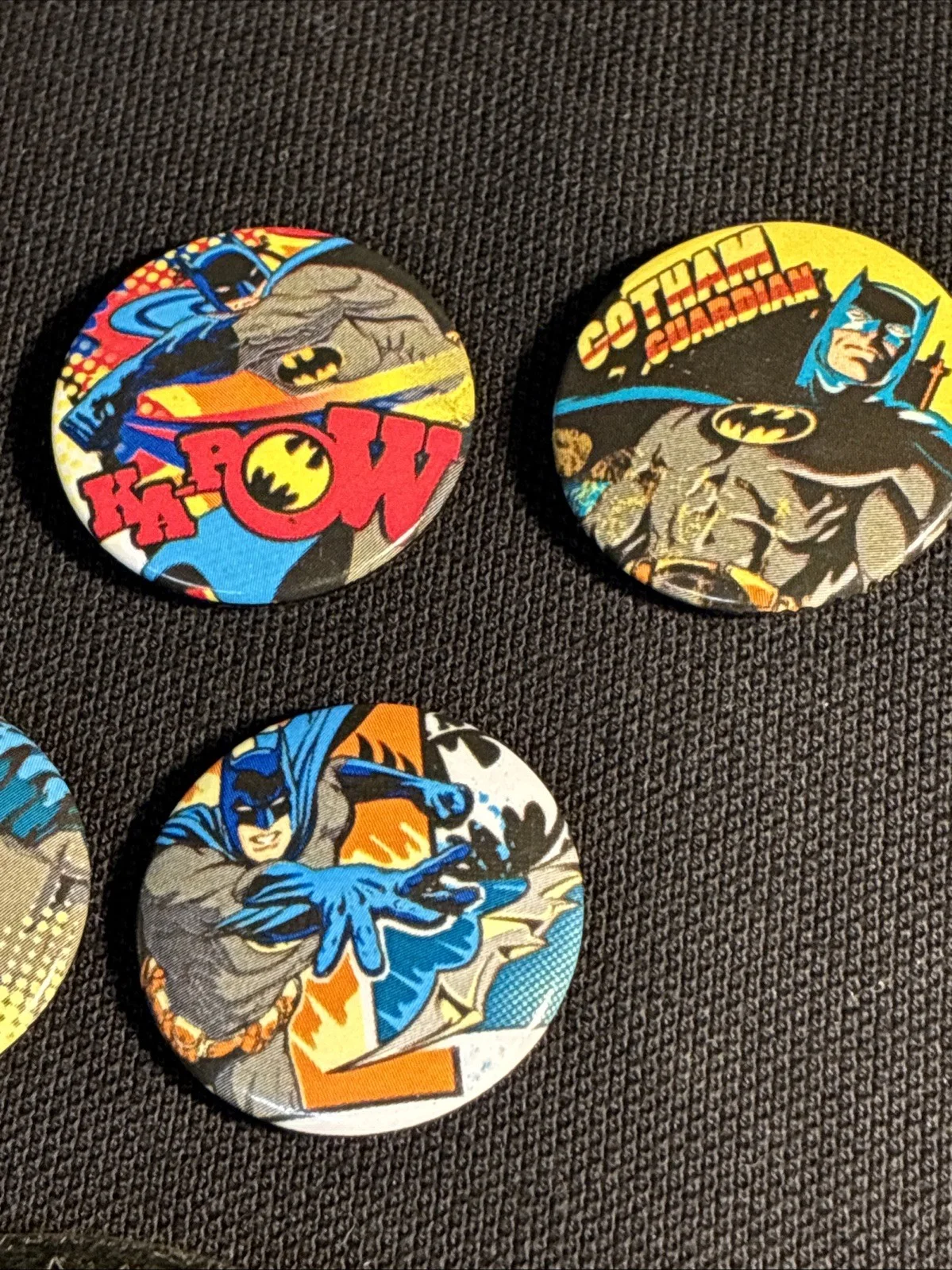 Batman Pin Badges. X 6. Good Overall Condition. Largest Diameter 4cms., image 4