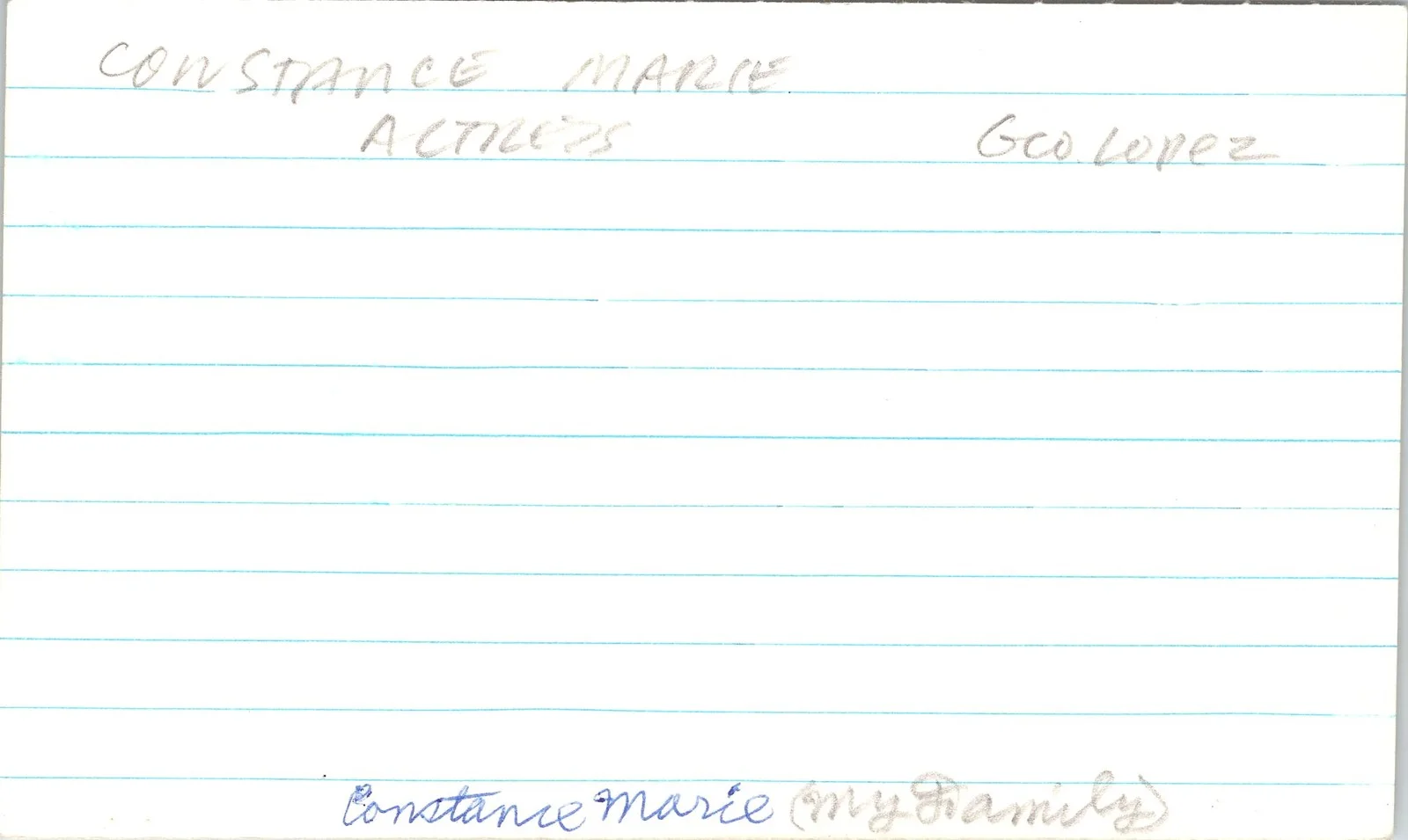 Constance Marie — Constance Marie Signed 3x5 Index Card My Family Autographed, изображение 2