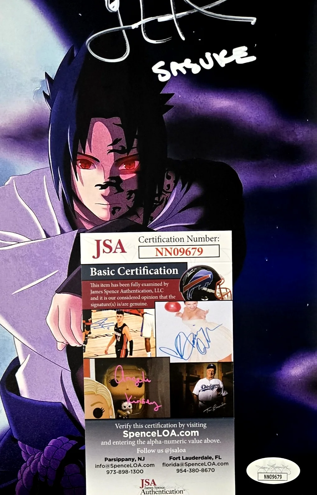YURI LOWENTHAL — Yuri Lowenthal Signed Photo Sasuke Naruto Anime Autograph 8x10 JSA COA 679, изображение 2
