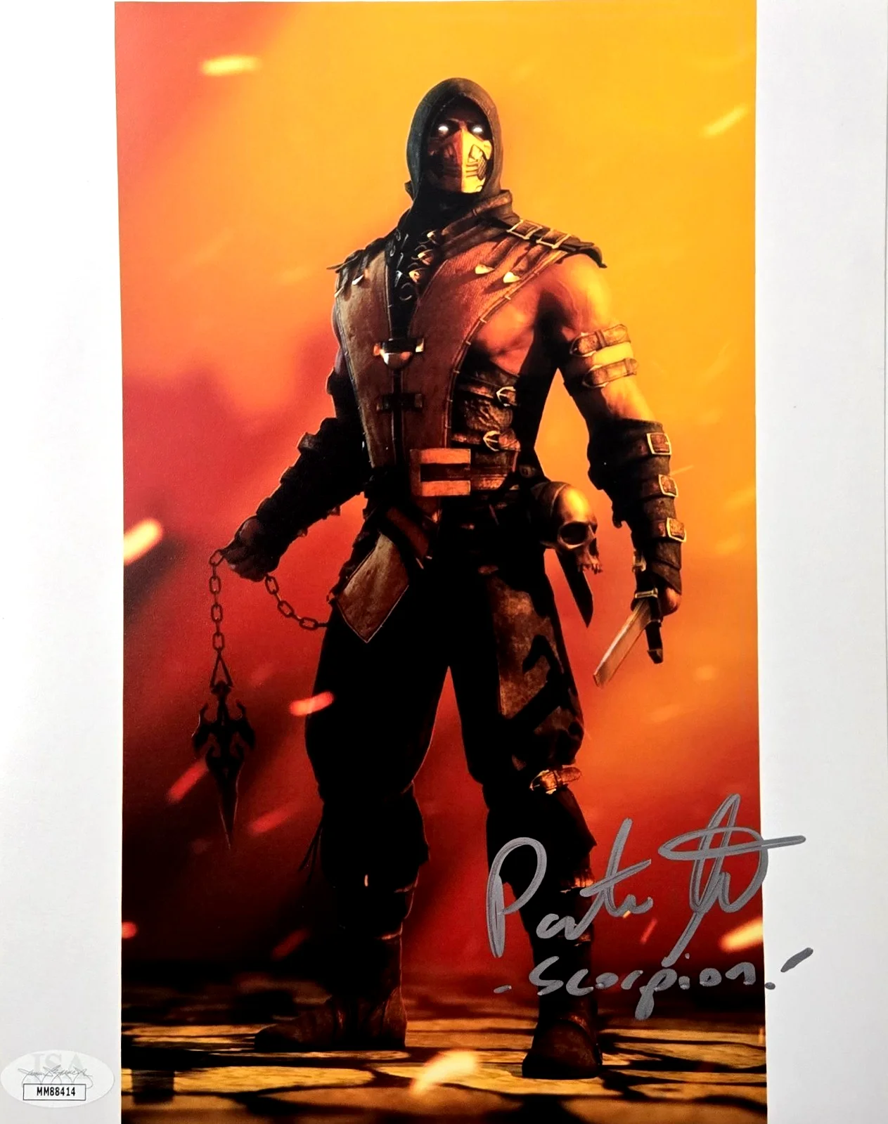 PATRICK SEITZ — Mortal Kombat Scorpion Signed Photo Patrick Seitz Autograph 8x10 JSA COA 414