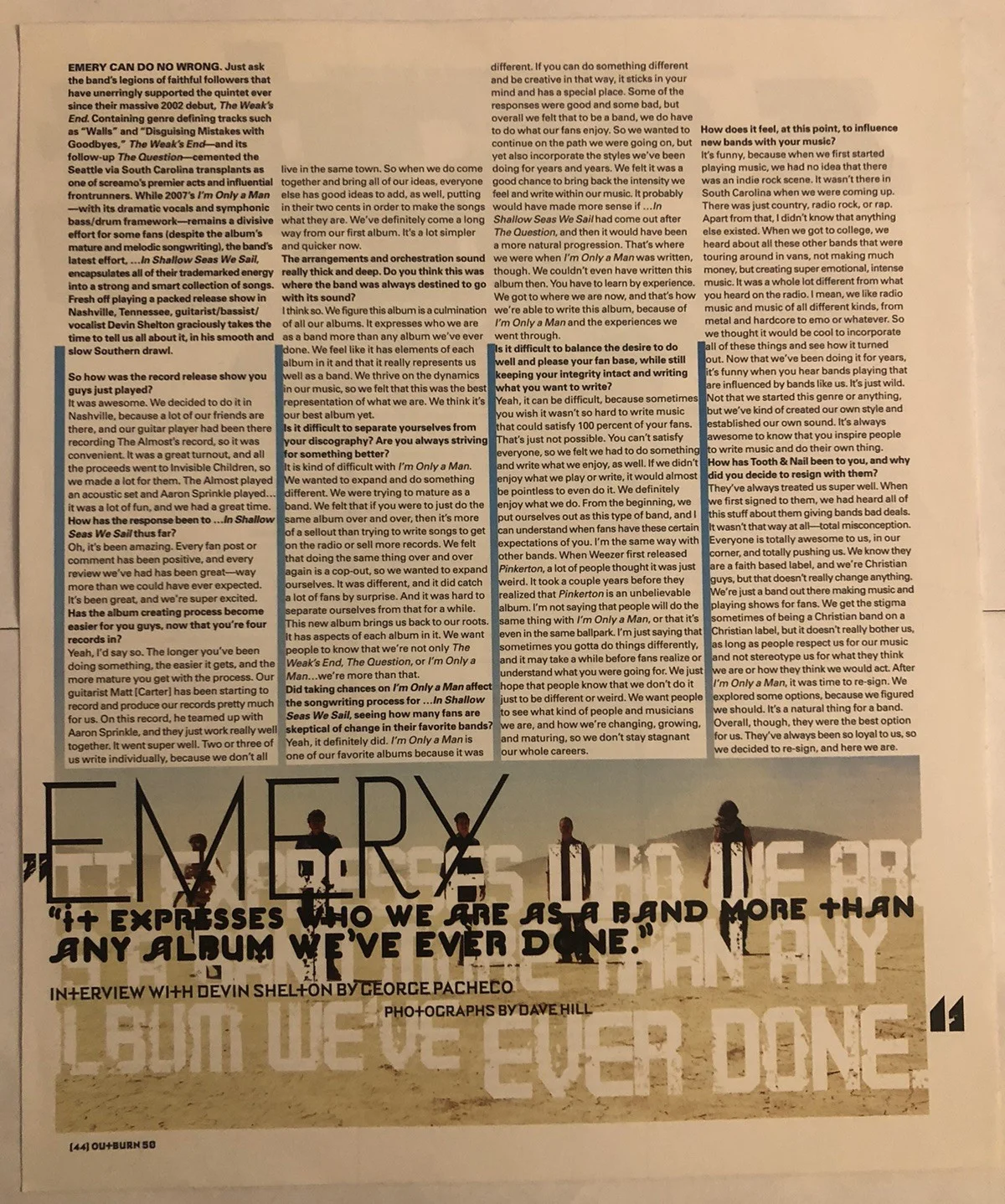 Emery Band Are You Listening? Signed Autographed Magazine Article & Photo 2010, изображение 3