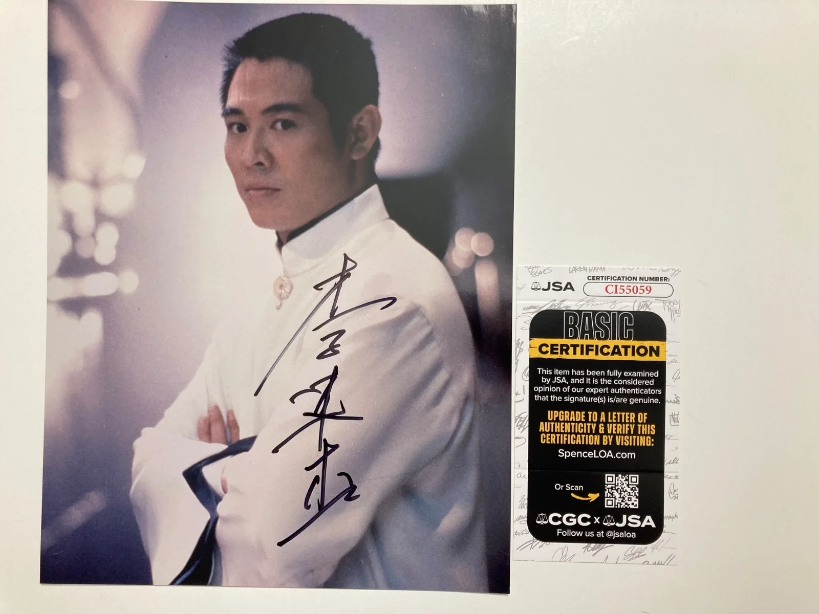 JET LI — JET LI signed 8x10 photo "FEARLESS", "THE WARLORDS", "HITMAN" JSA #CI55059
